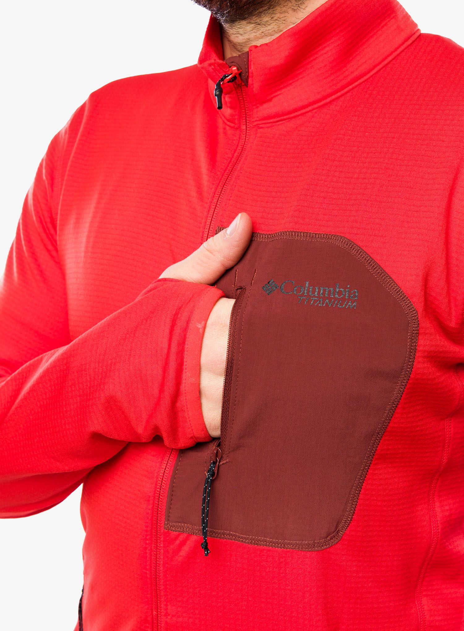 Flis Columbia Triple Canyon Grid Fleece Full Zip - spicy/spice