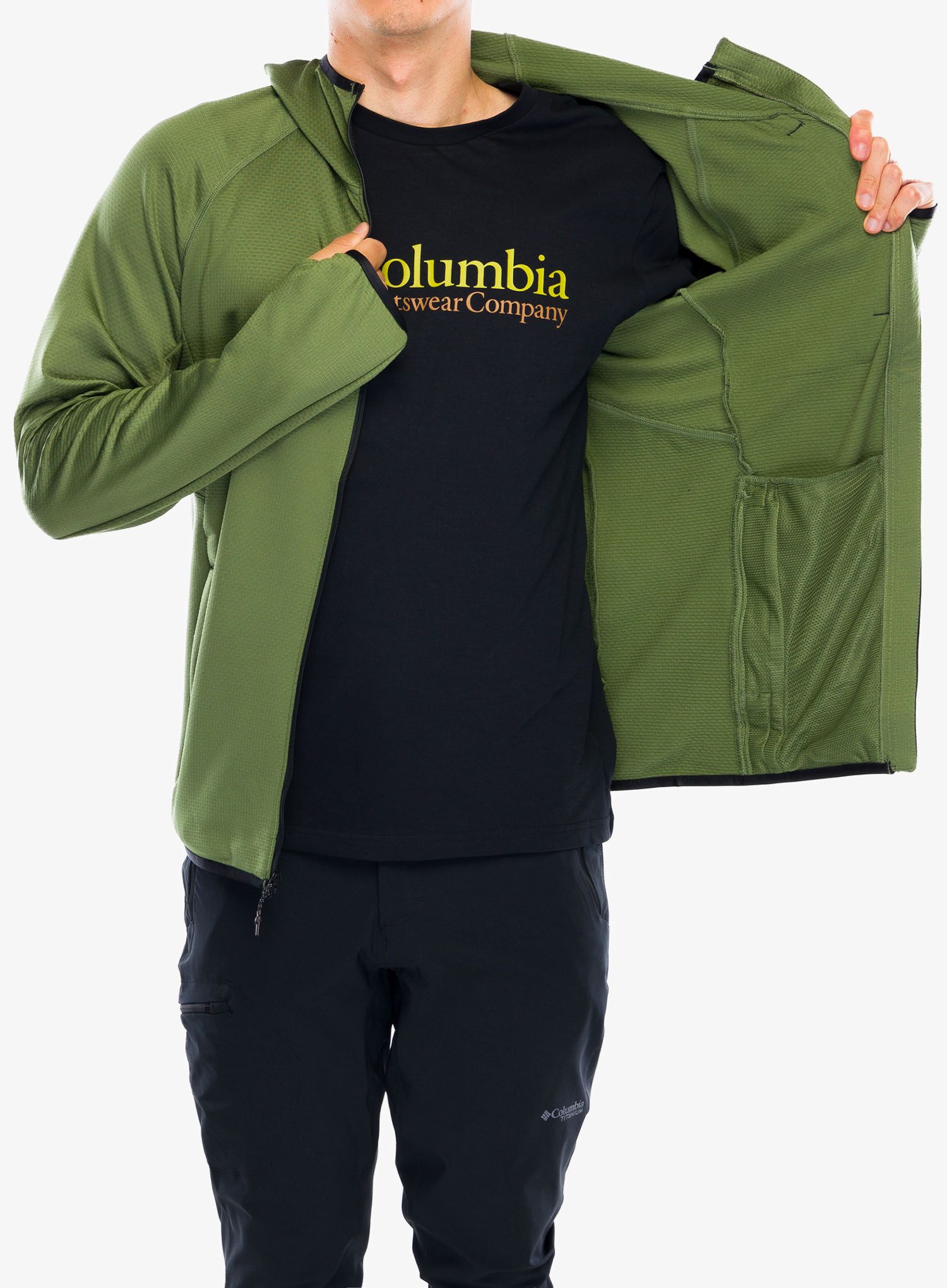 Jopica s kapuco Columbia Triple Canyon Grid Fleece Hooded Full Zip II - canteen/black