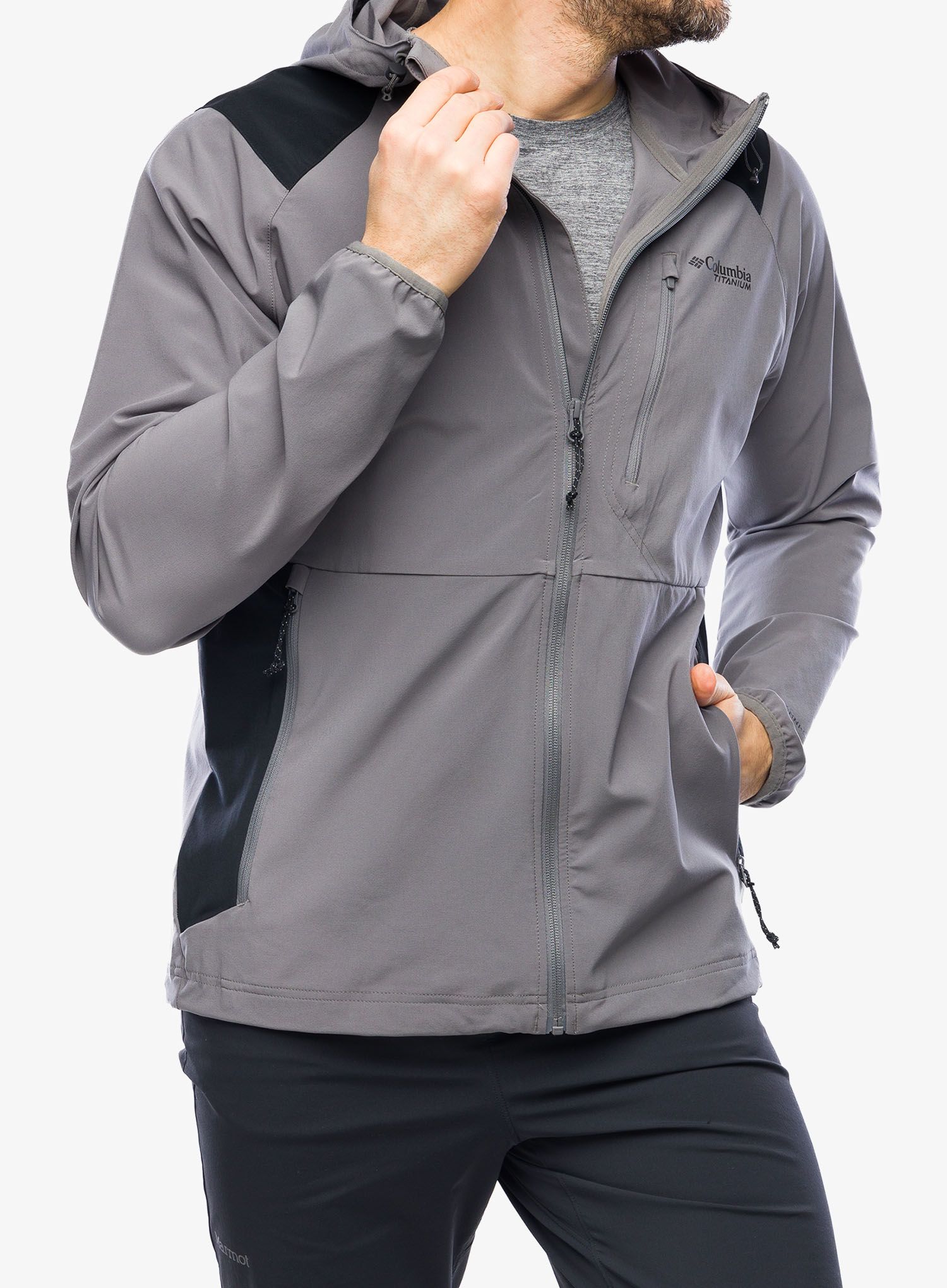Softshell jakna Columbia Triple Canyon Hooded Jacket - city grey