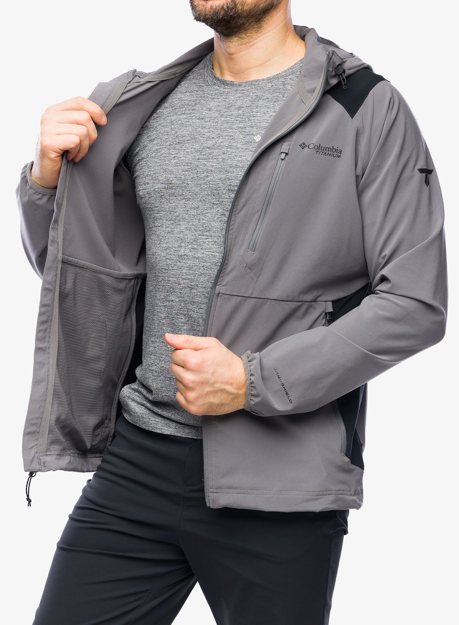 Softshell jakna Columbia Triple Canyon Hooded Jacket - city grey