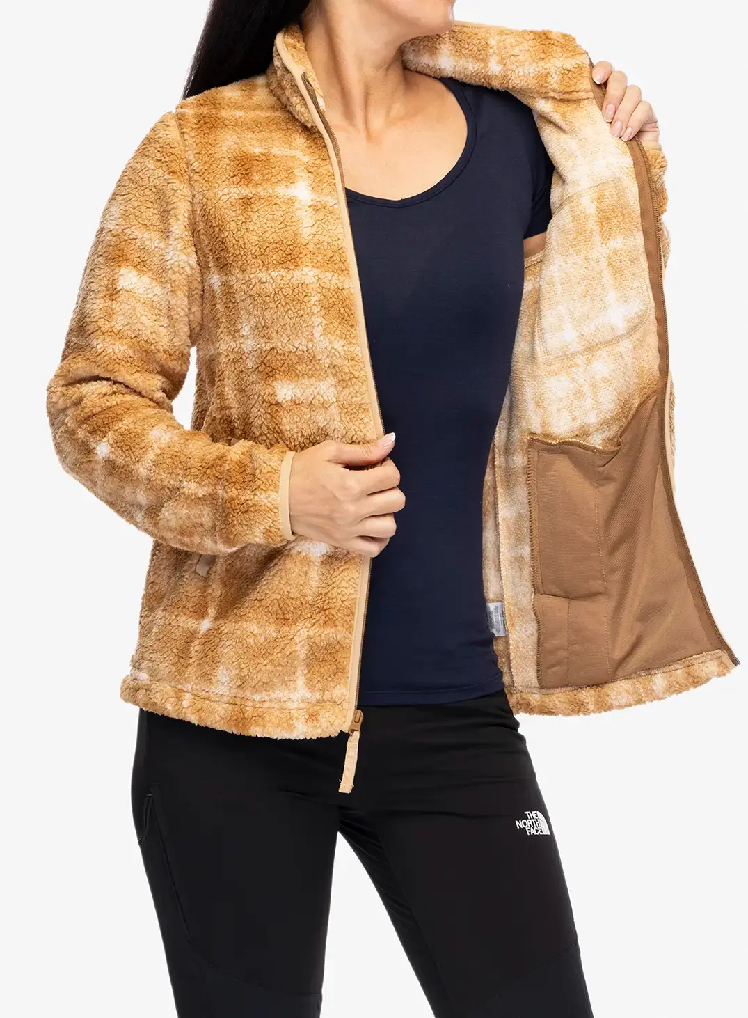 Ženski flis Columbia West Bend Print Full Zip II - camel brown omblur