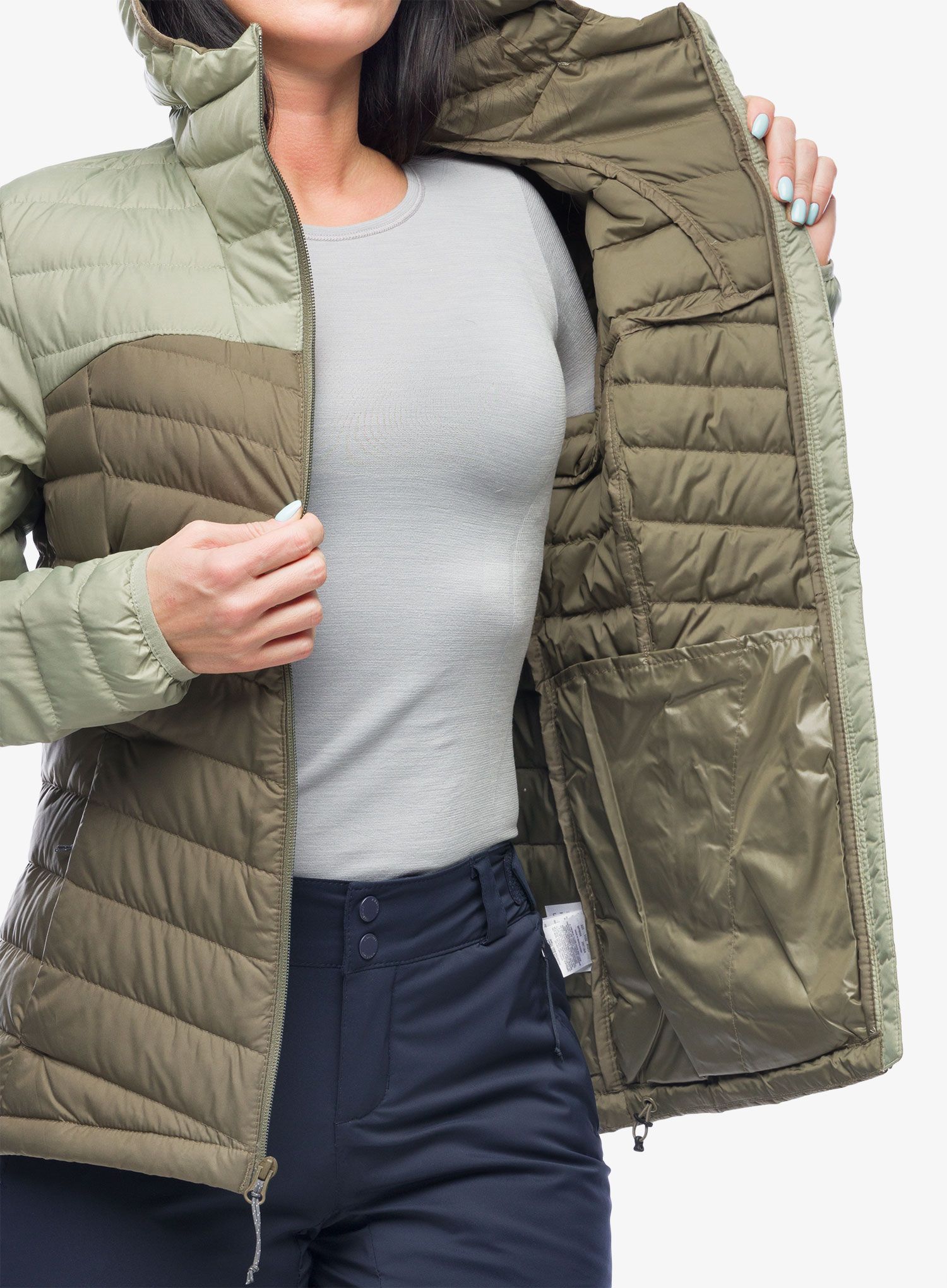 Ženska puhovka Columbia Westridge Hooded Down Jacket - safari/stone green