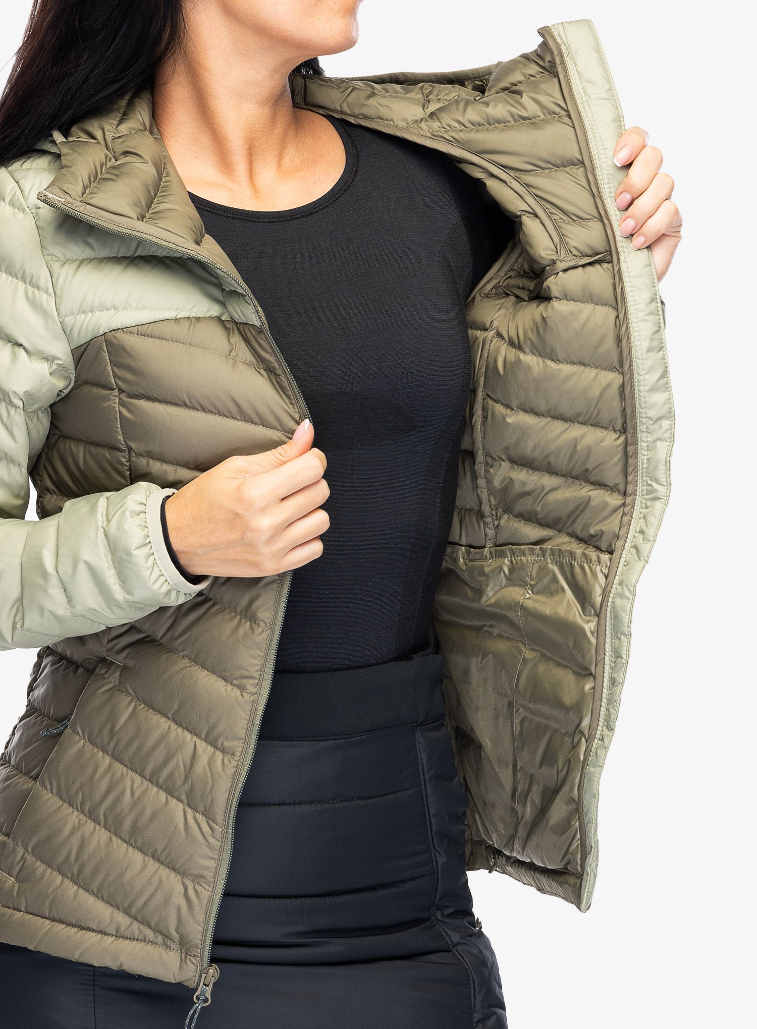 Ženska puhovka Columbia Westridge Hooded Down Jacket - safari/stone green