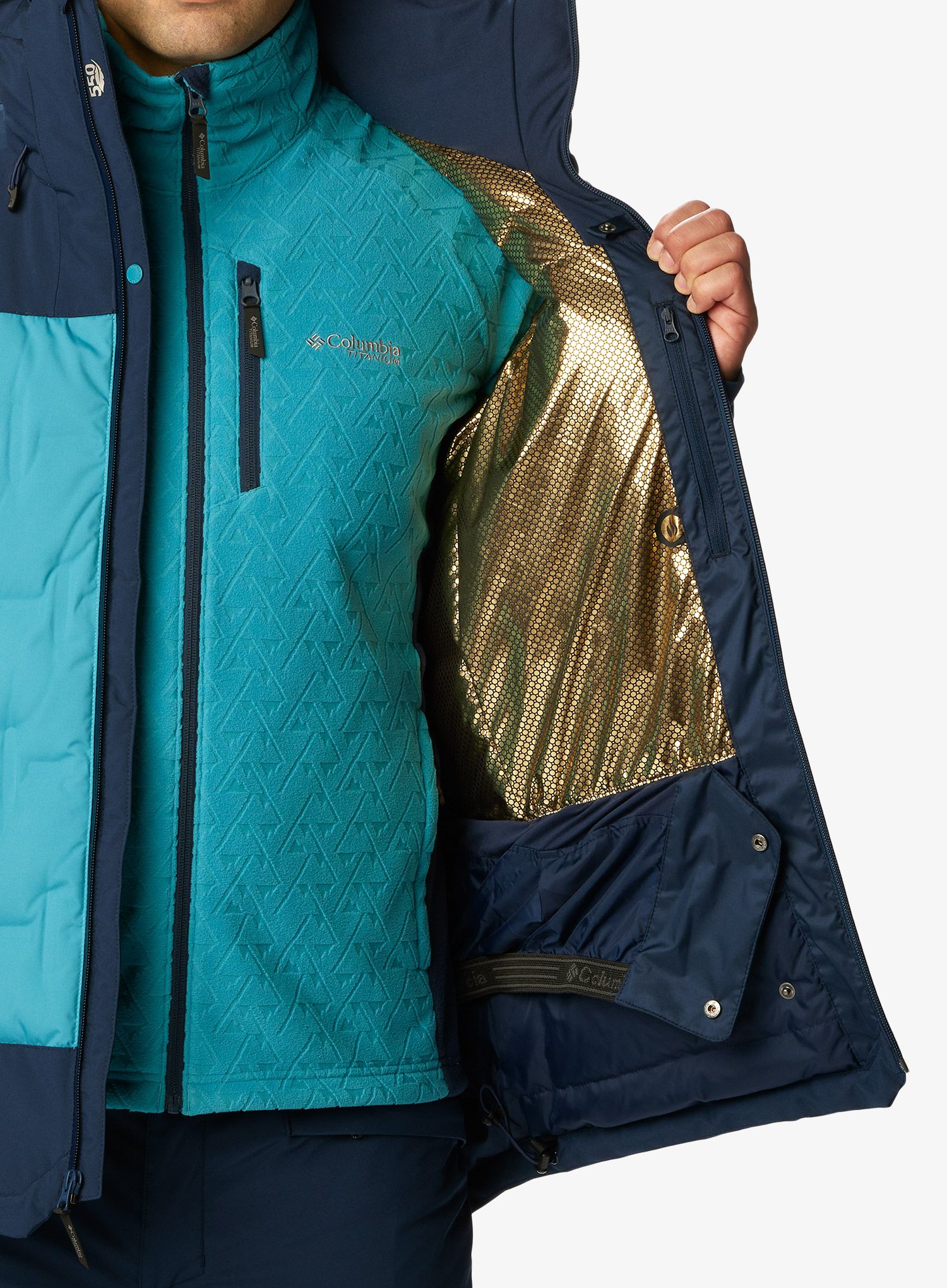 Moška smučarska jakna Columbia Wild Card III Down Jacket - shasta/collegiate navy