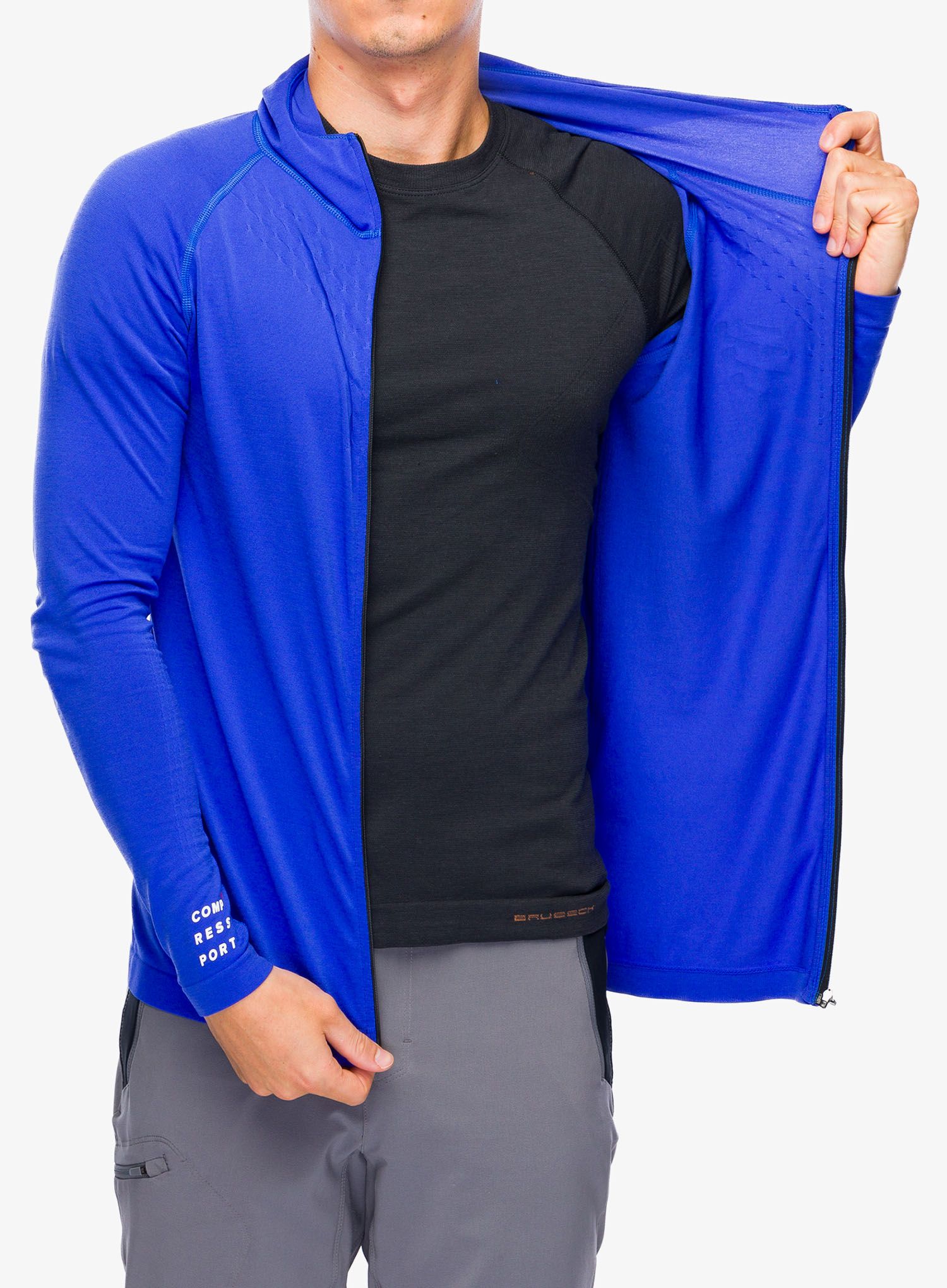 Jopica s kapuco Compressport 3D Thermo Seamless Hoodie Zip - dazz blue