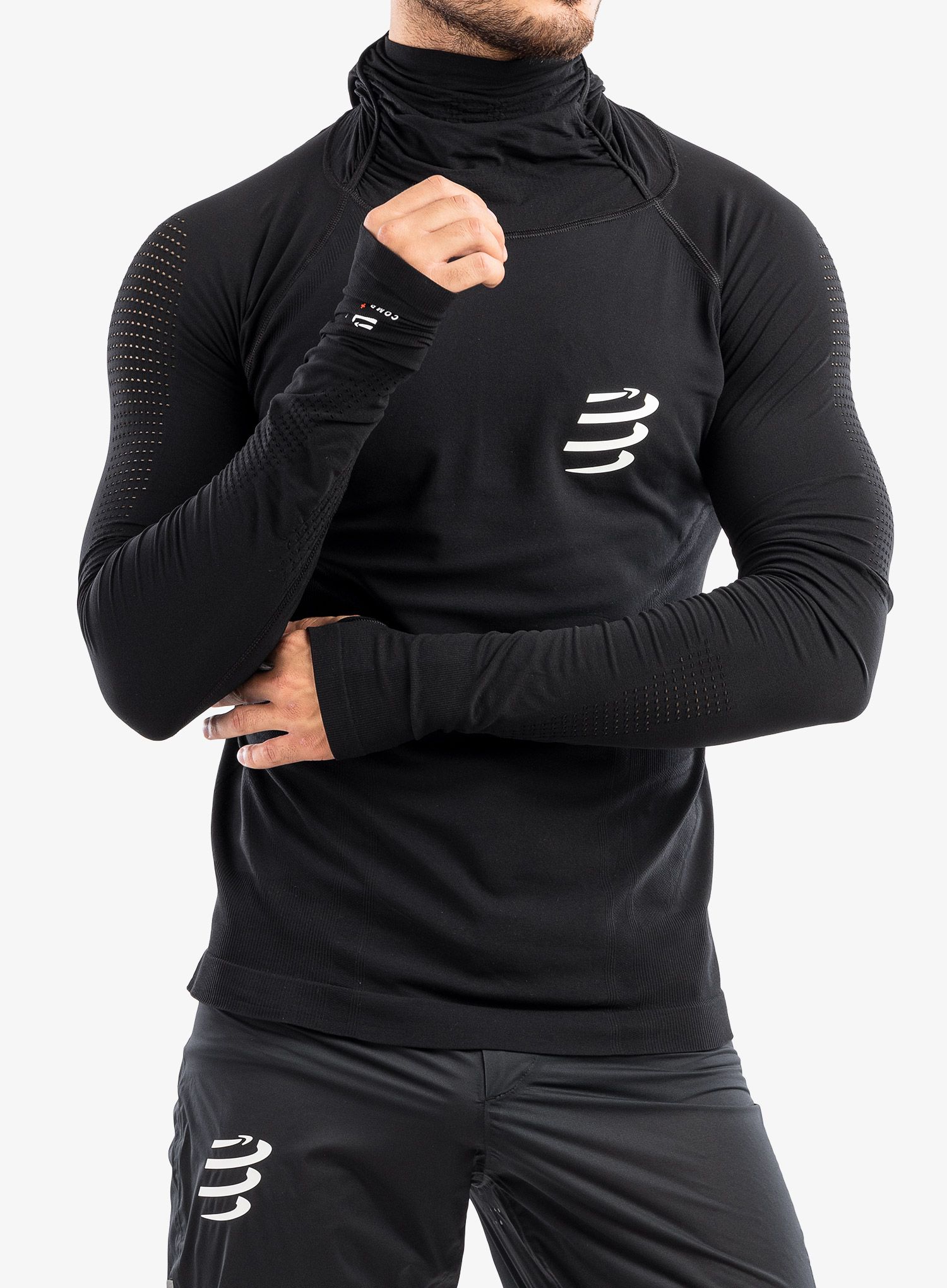 Moška jopica Compressport 3D Thermo UltraLight Racing Hoodie - black