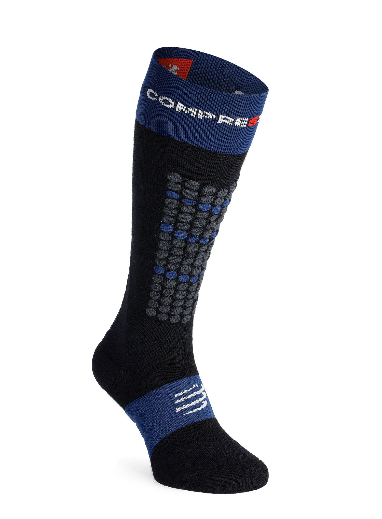 Smučarske nogavice Compressport Alpine Ski Full Socks - black/estate blue