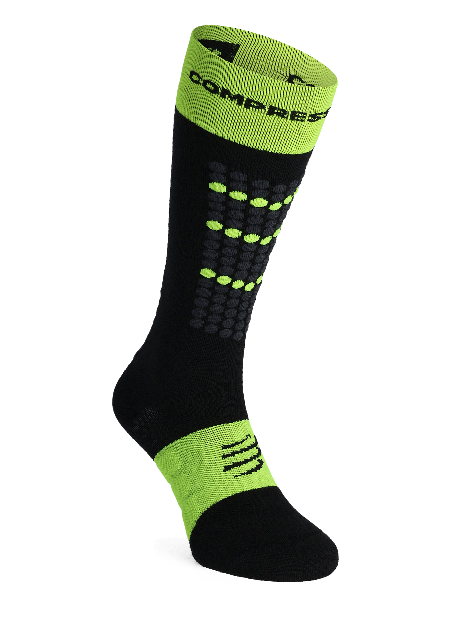 Smučarske nogavice Compressport Alpine Ski Full Socks - black/safe yellow