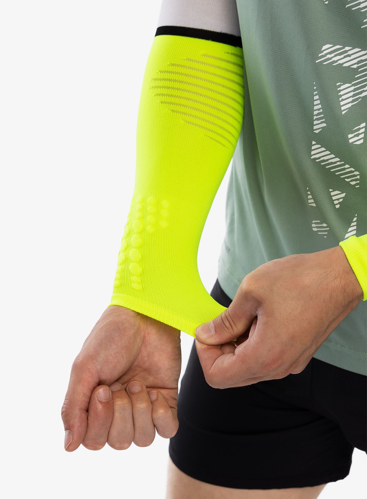 Kompresijski rokavi Compressport ArmForce Ultralight - white/safe yellow