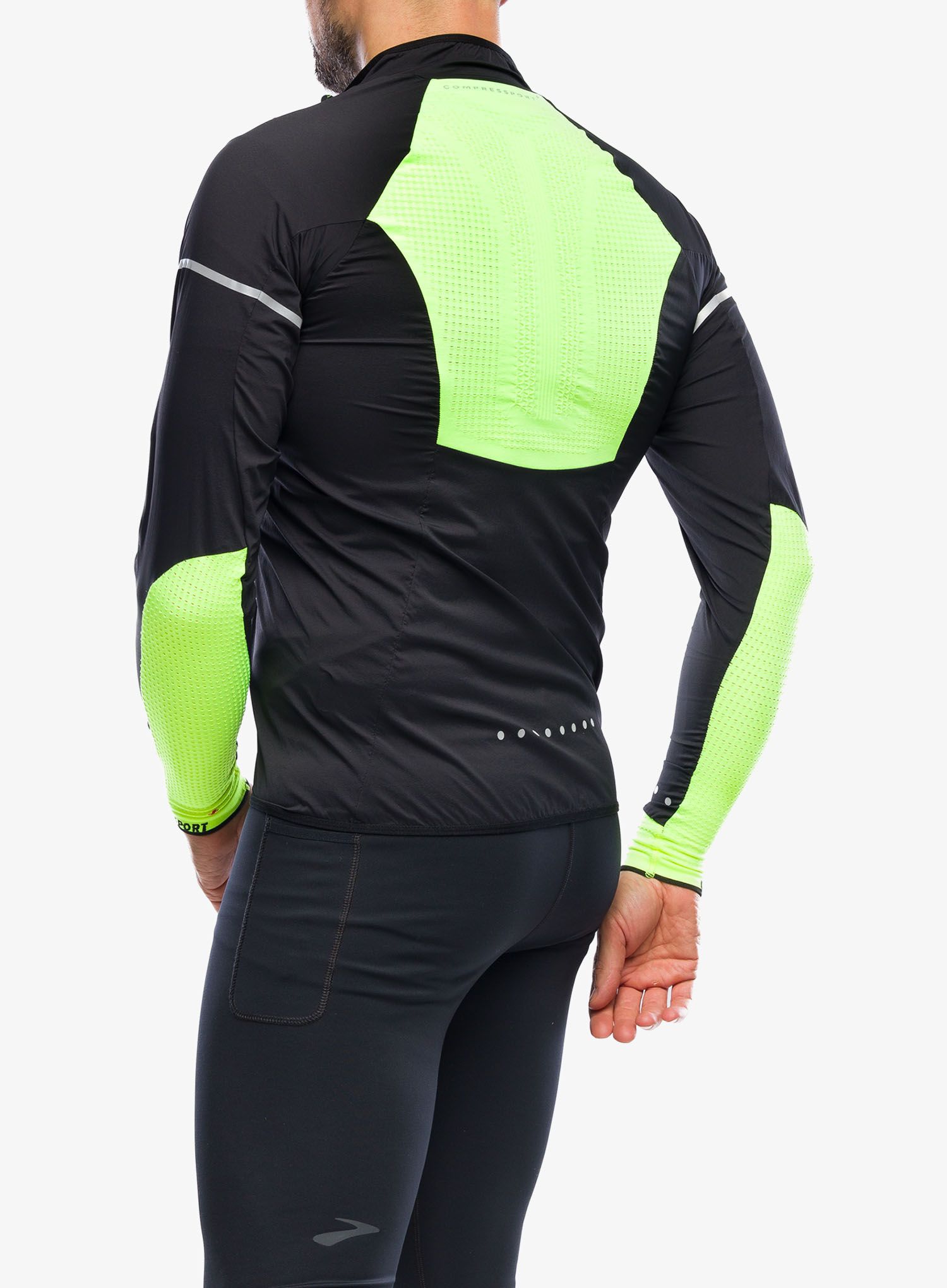 Vetrovka Compressport Hurricane Windproof Jacket Flash - black/fluo yellow
