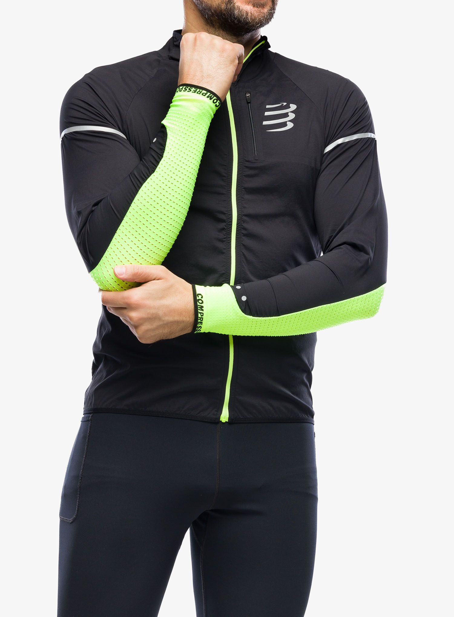Vetrovka Compressport Hurricane Windproof Jacket Flash - black/fluo yellow