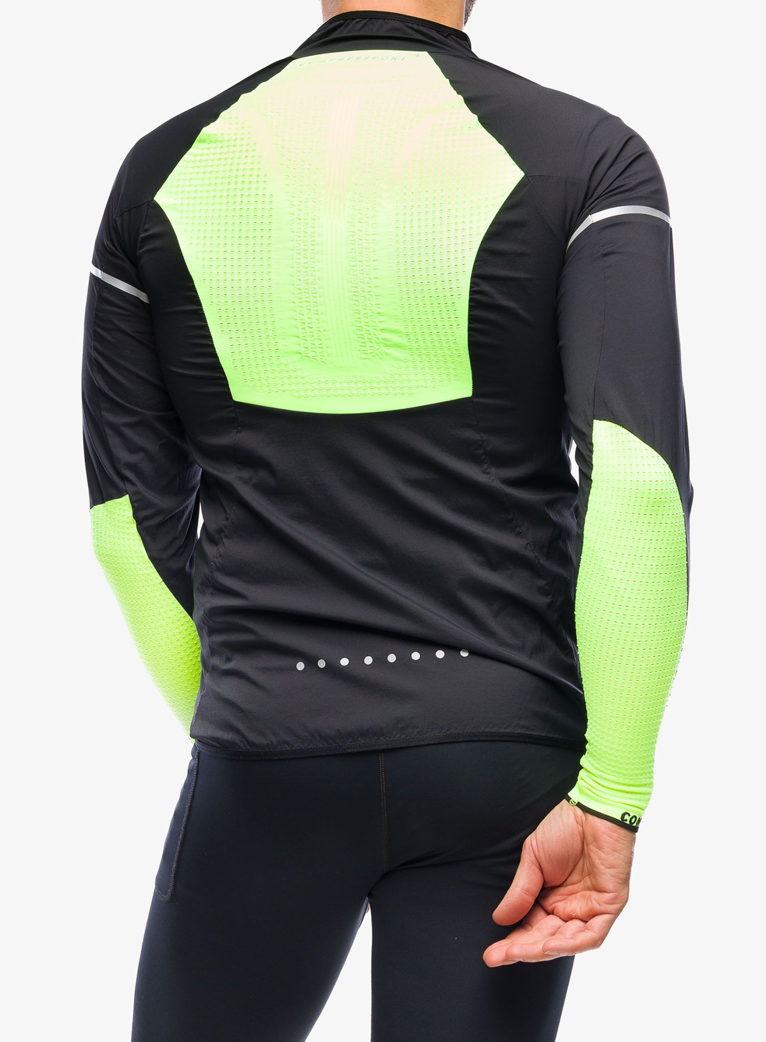 Vetrovka Compressport Hurricane Windproof Jacket Flash - black/fluo yellow
