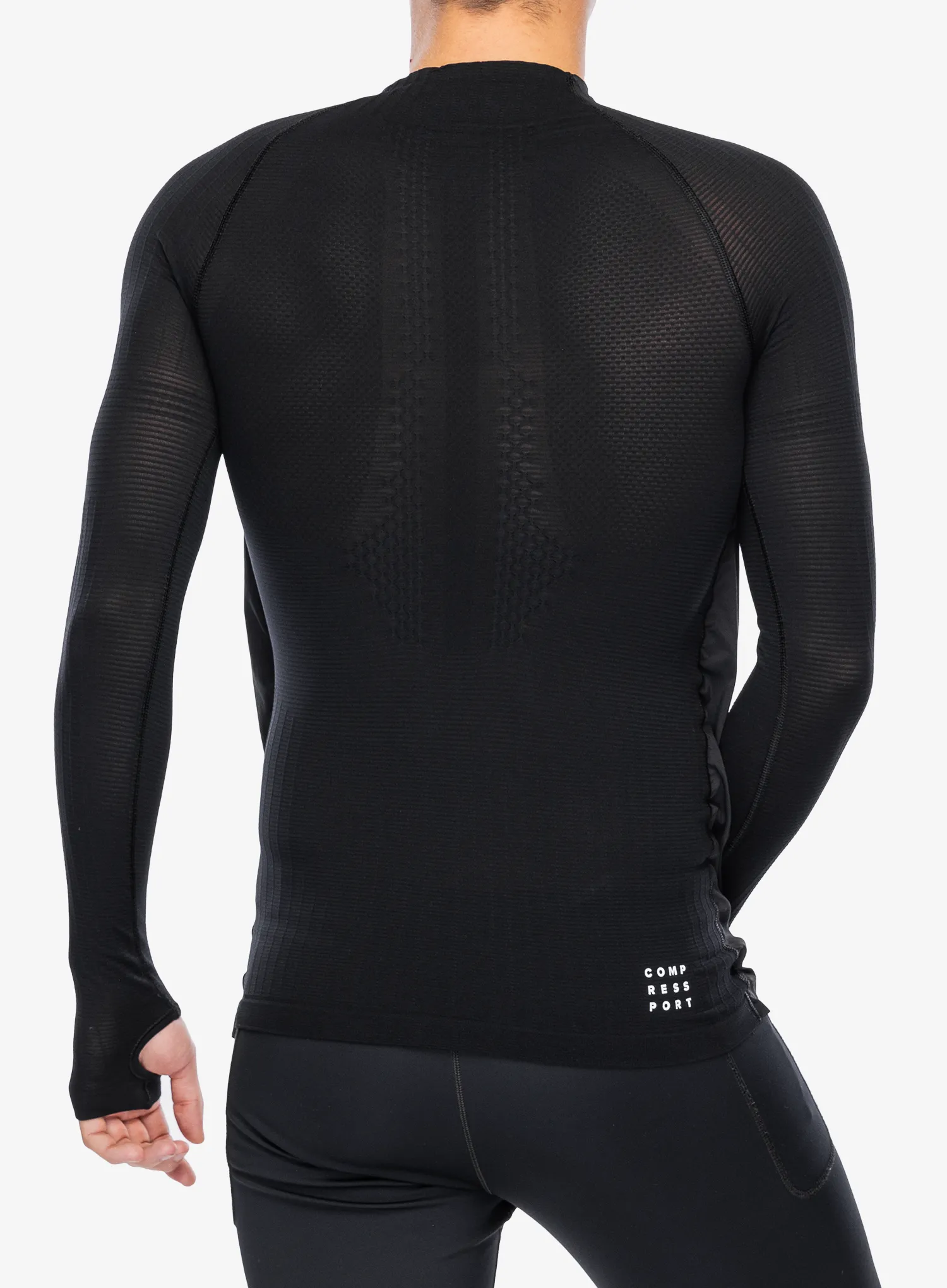 Jopica z zadrgo Compressport Hurricane Windproof Seamless HZ Top - black