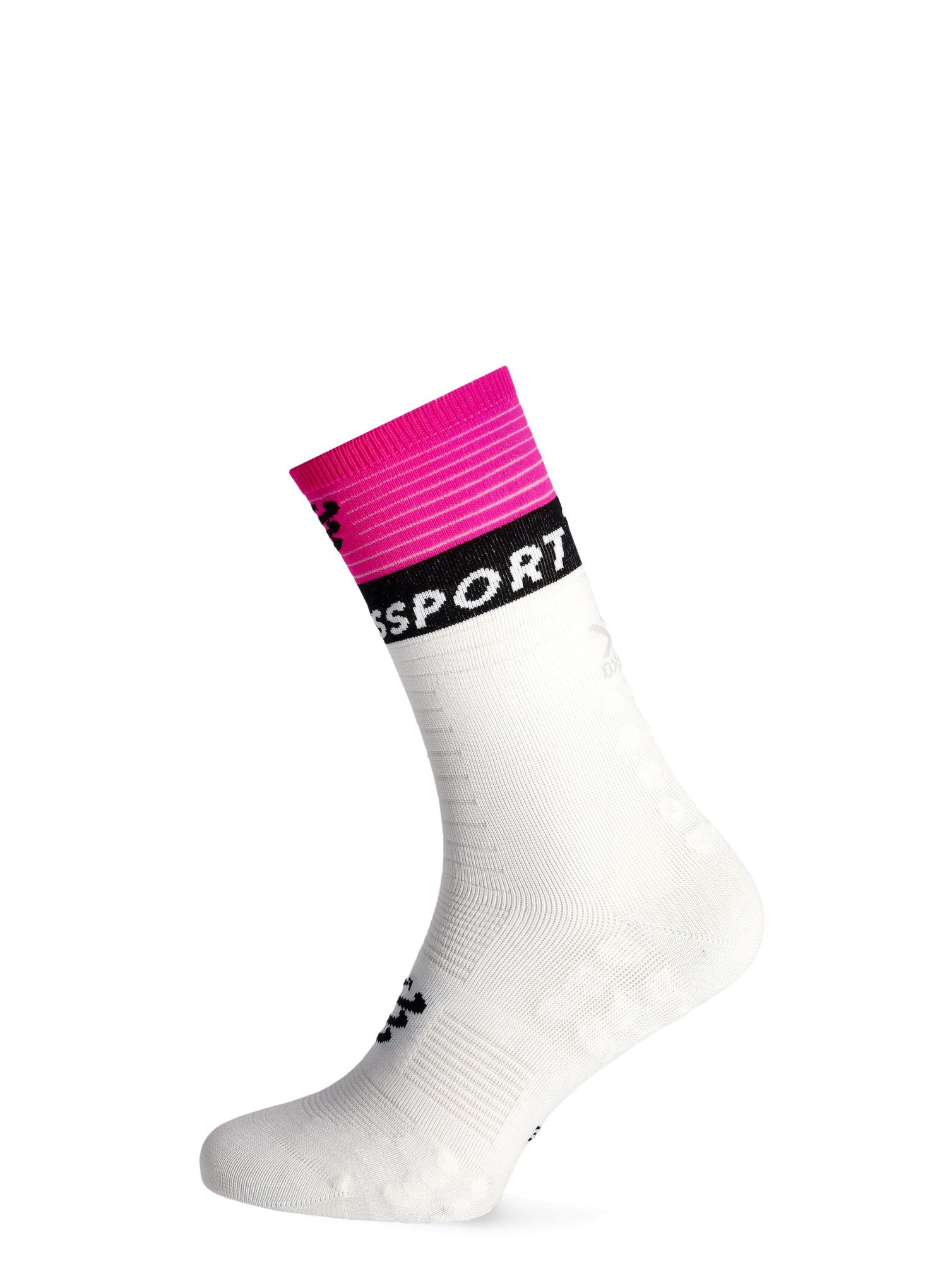 Tekaške nogavice Compressport Mid Compression Socks V2.0 - white/yellow/neo pink