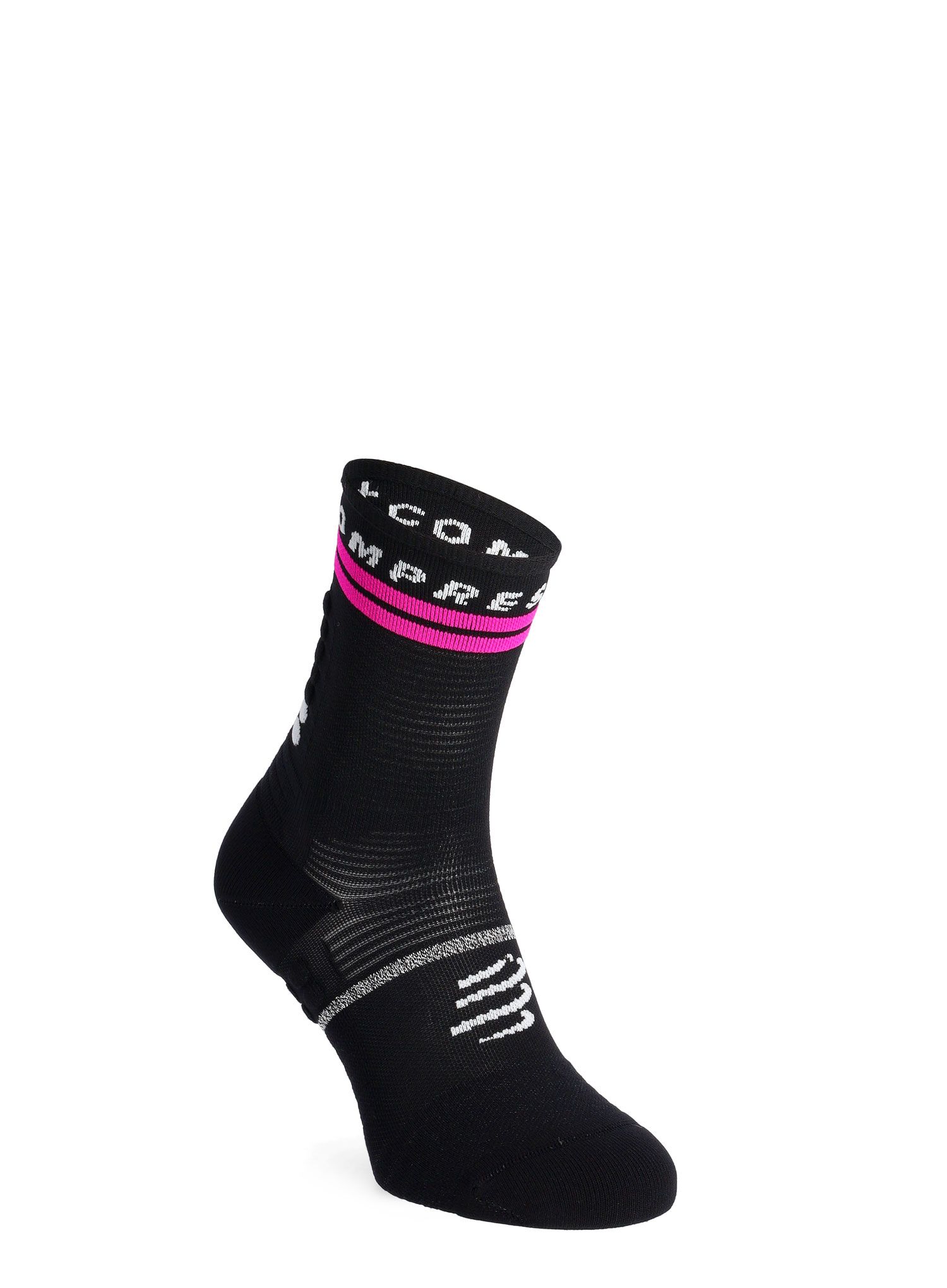 Tekaške nogavice Compressport Pro Marathon Socks V2.0 - black/yellow/neo pink