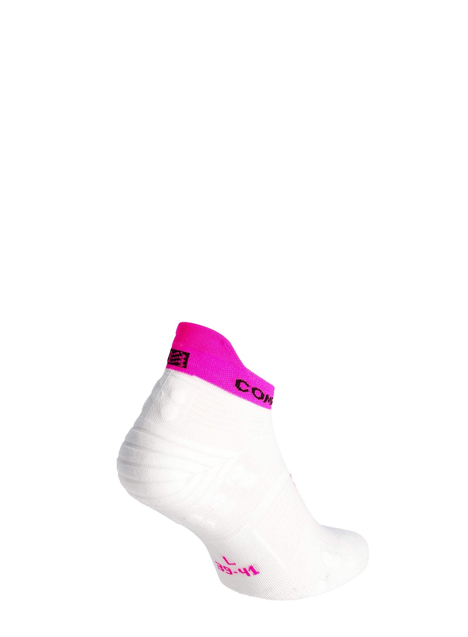 Tekaške nogavice Compressport Pro Racing Socks v4.0 Run Low - white/safe yellow/neo pink