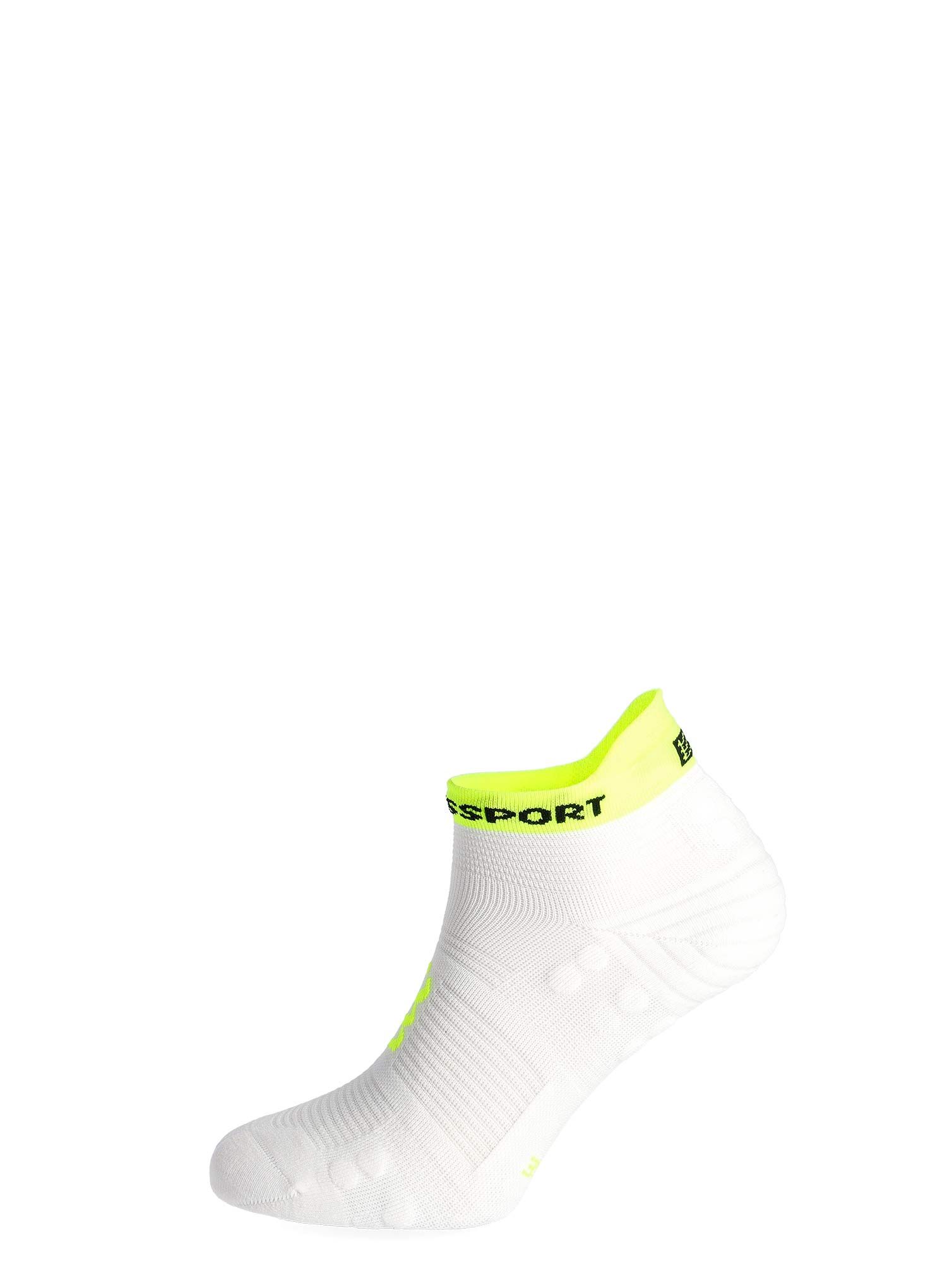 Tekaške nogavice Compressport Pro Racing Socks v4.0 Run Low - white/safe yellow/neo pink