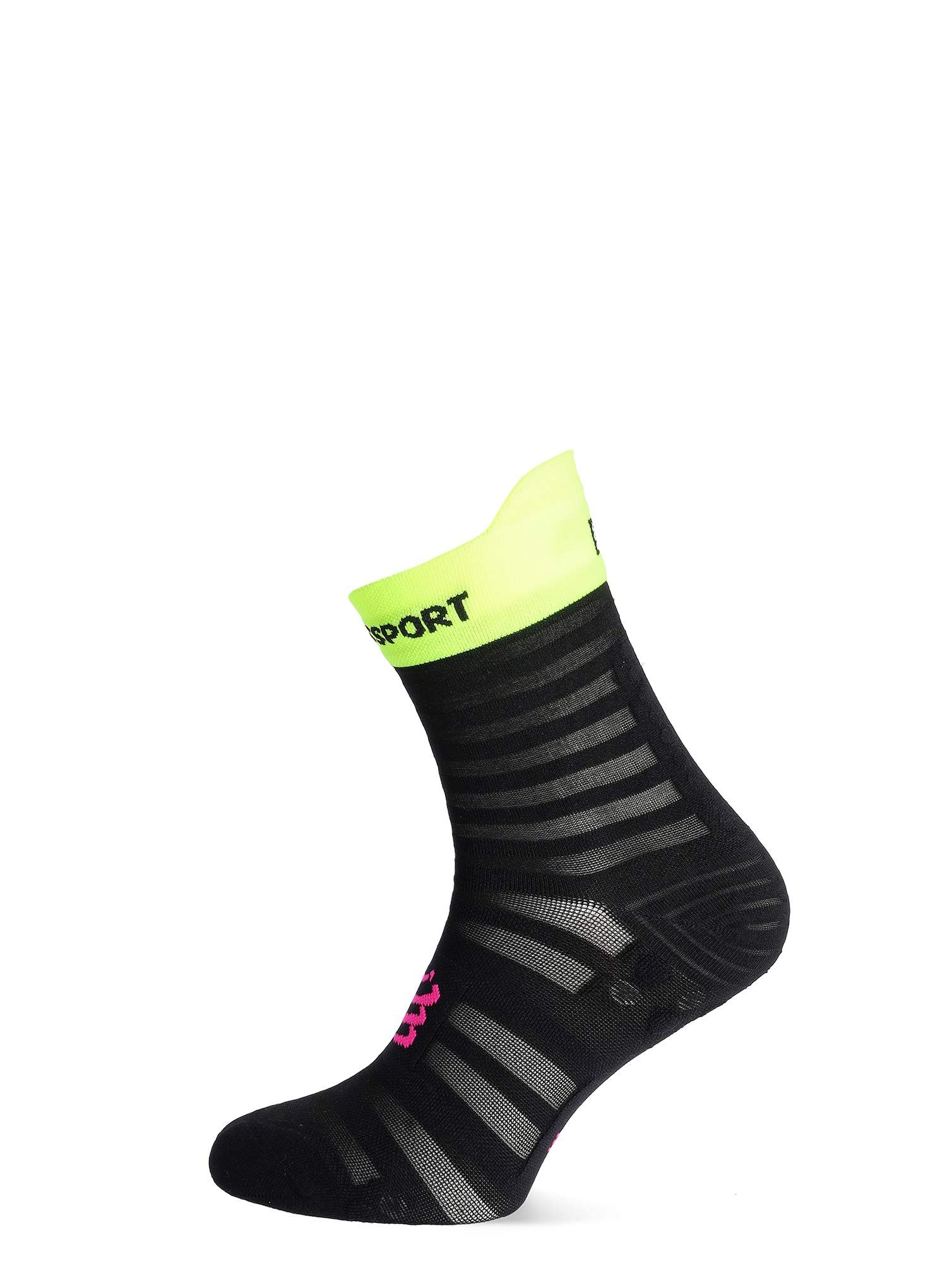 Tekaške nogavice Compressport Pro Racing v4.0 UL Run High - black/safe yellow/neo pink