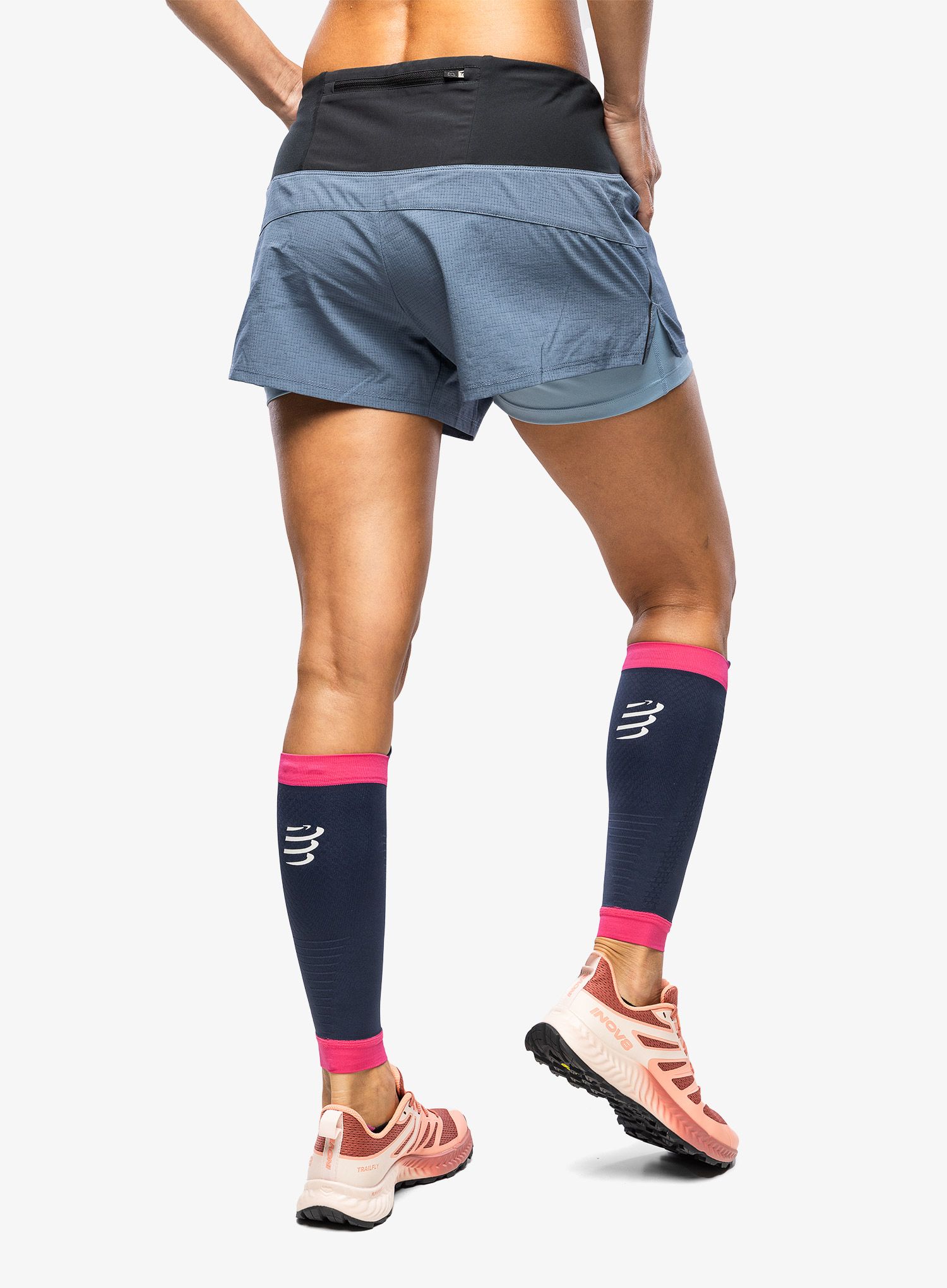 Kompresijske nogavice Compressport R2 3.0 - moon indigo/magenta