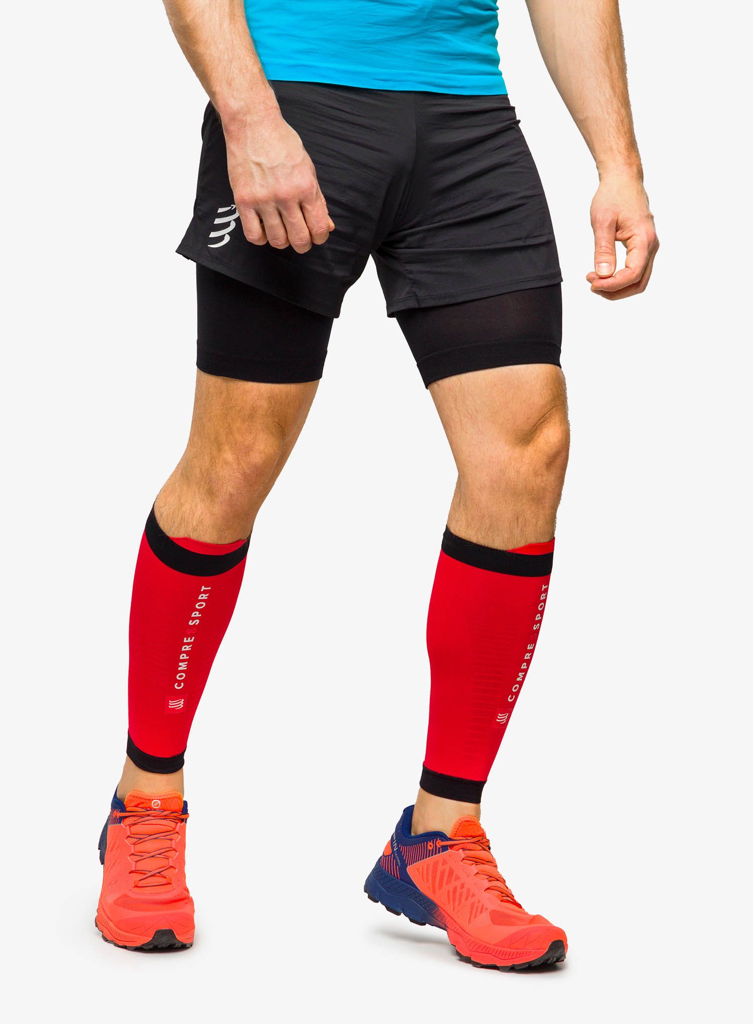 Tekaške nogavice Compressport R2 3.0 - red/black