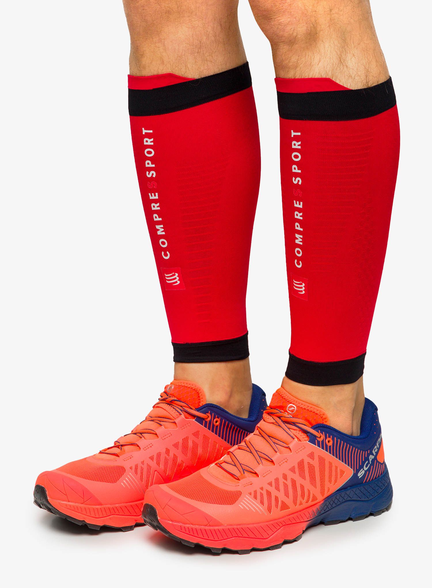 Tekaške nogavice Compressport R2 3.0 - red/black