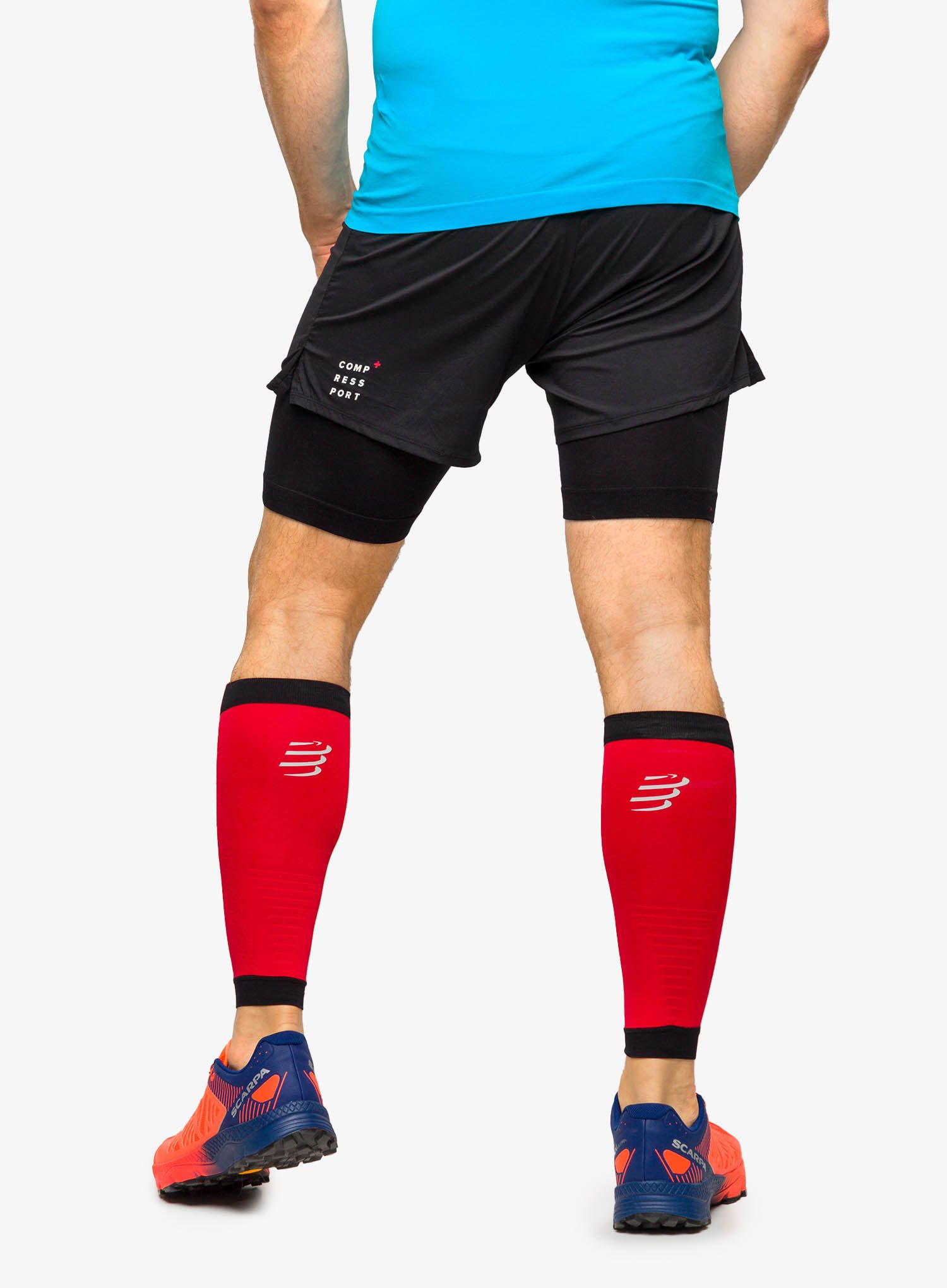 Tekaške nogavice Compressport R2 3.0 - red/black