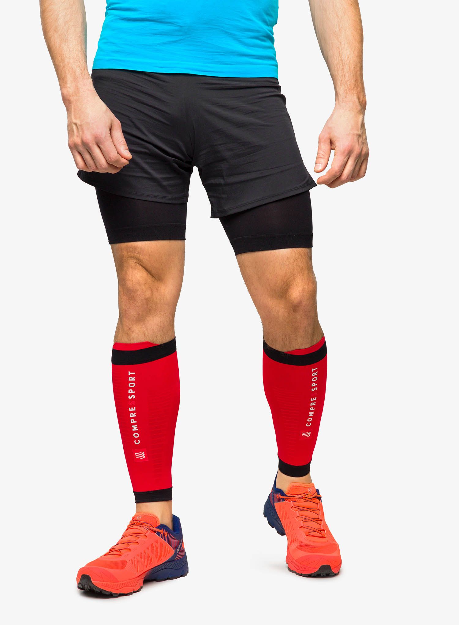 Tekaške nogavice Compressport R2 3.0 - red/black