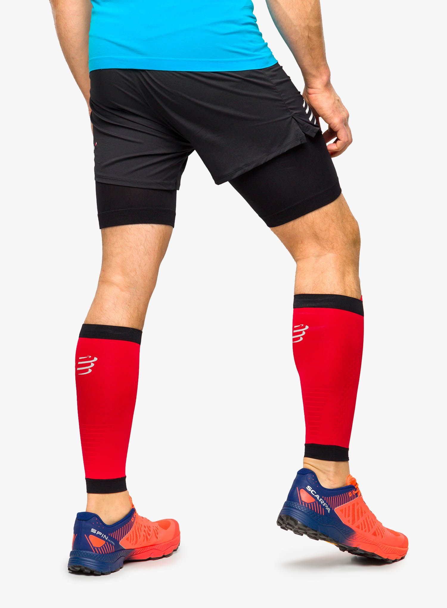 Tekaške nogavice Compressport R2 3.0 - red/black