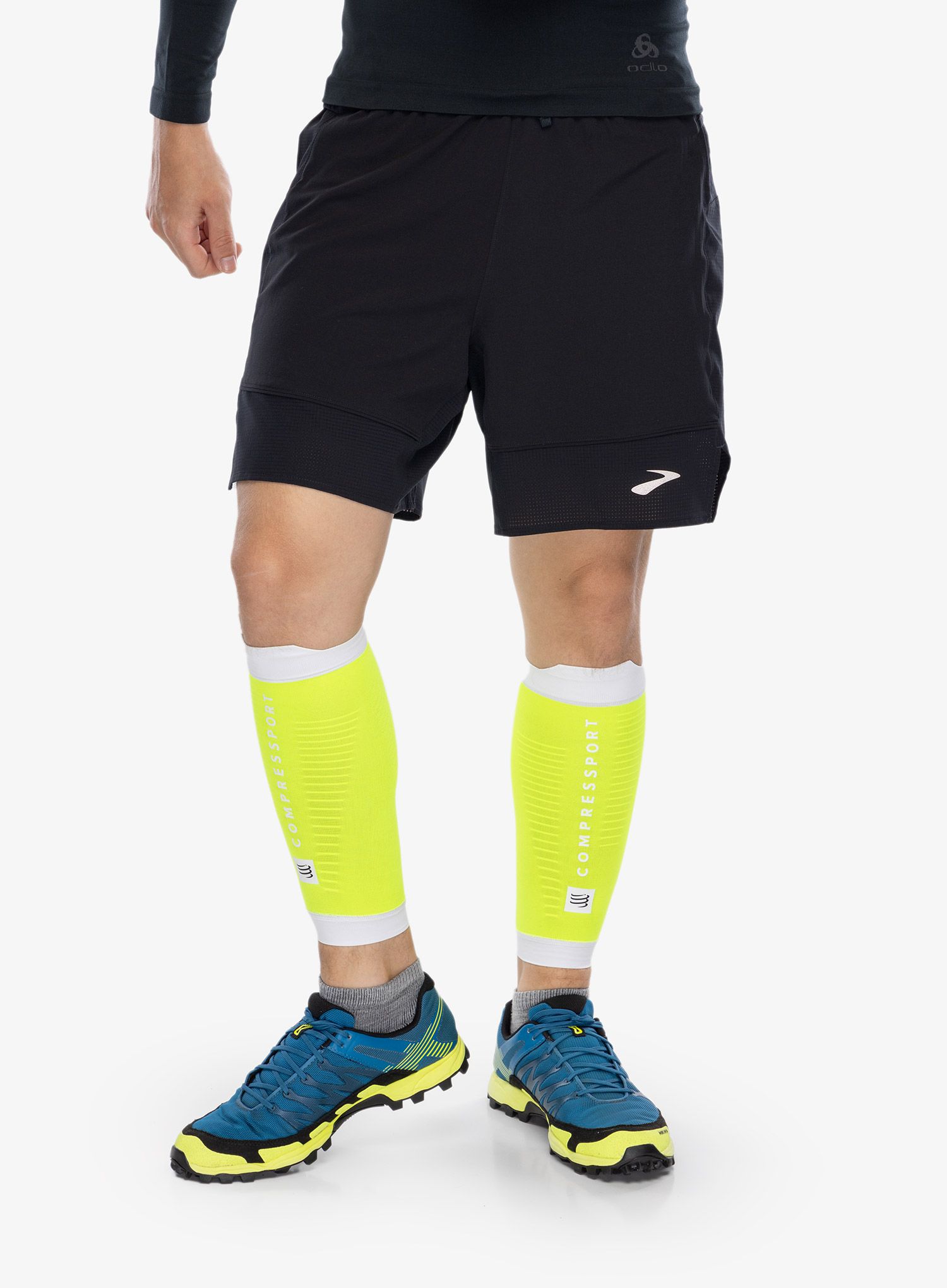 Tekaške nogavice Compressport R2 3.0 - safe yellow/white