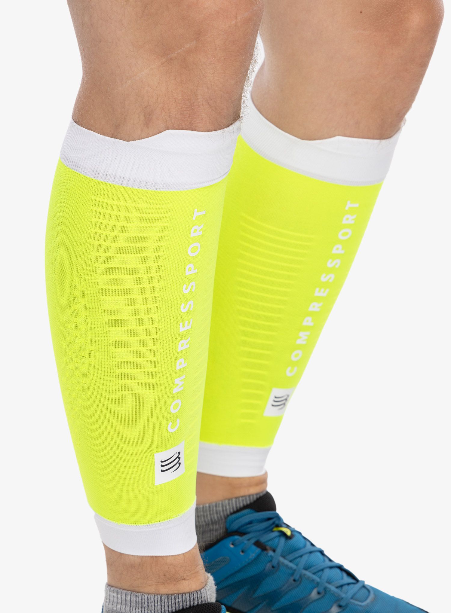 Tekaške nogavice Compressport R2 3.0 - safe yellow/white