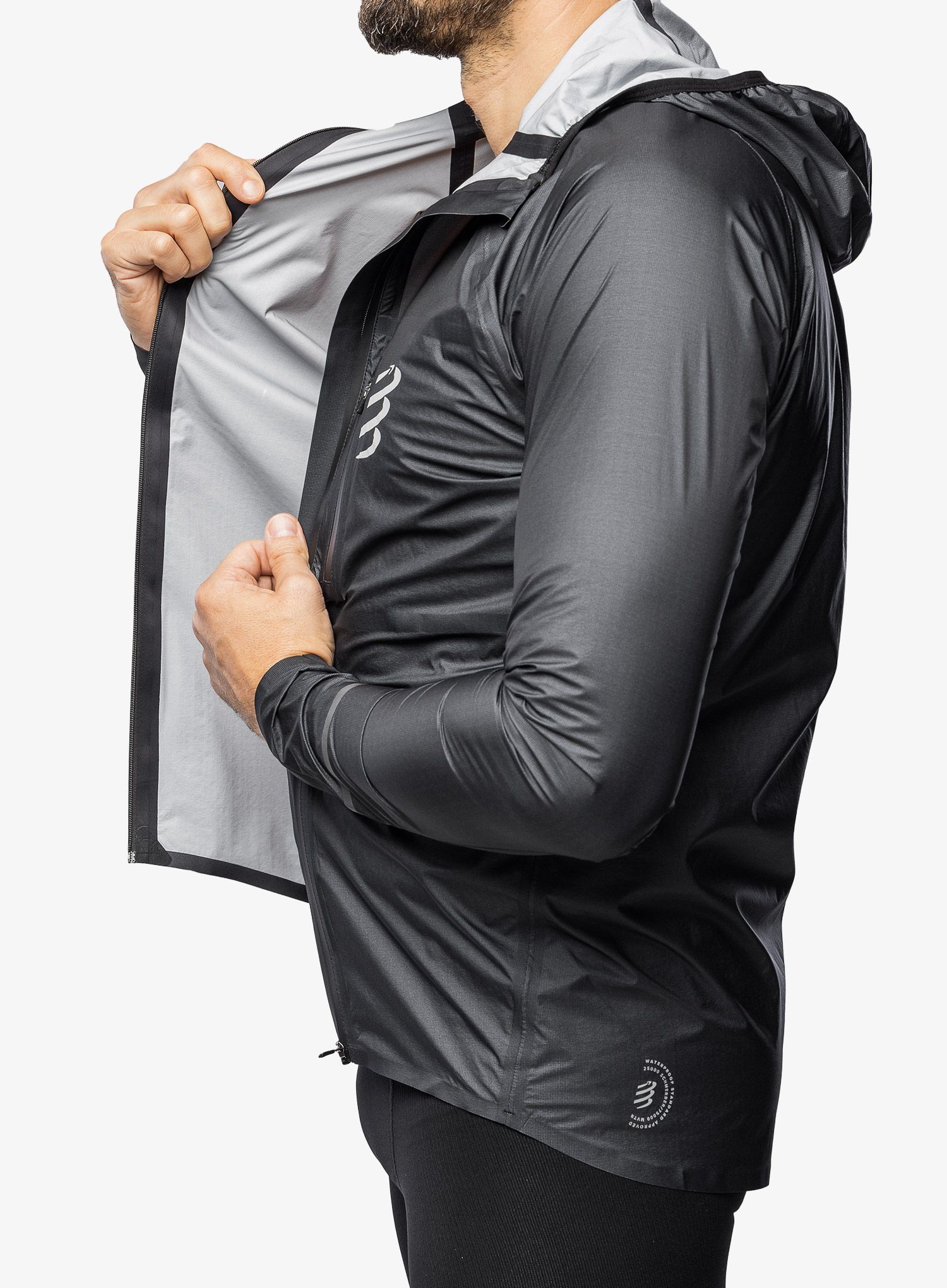 Jakna za tek Compressport Thunderstorm Waterproof 25/75 Jacket - black
