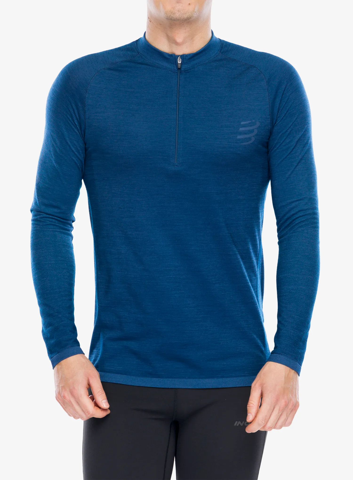 Tekaška jopica Compressport Trail HZ LS Tshirt M - poseidon