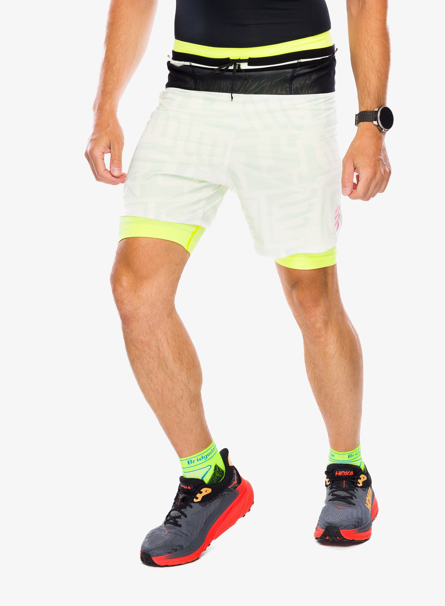 Moške tekaške kratke hlače 2v1 Compressport Trail Racing 2-in-1 Short - sugar/ice print