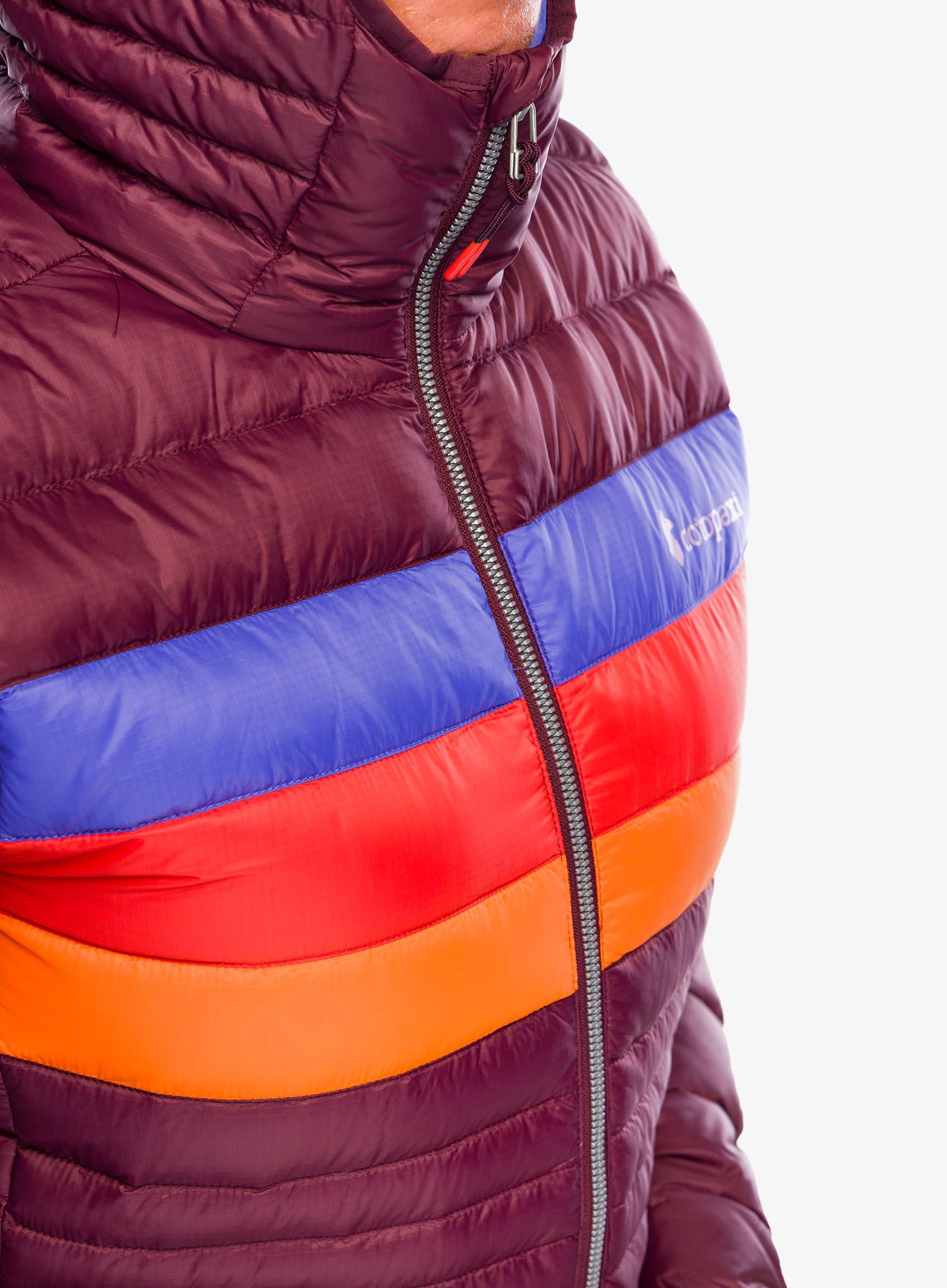 Ženska puhovka Cotopaxi Fuego Down Hooded Jacket - wine stripes