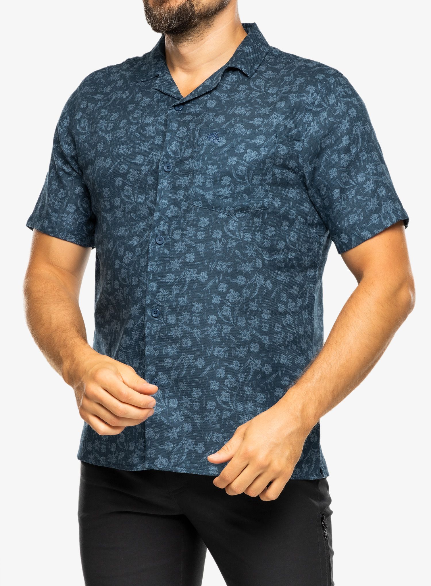 Pohodniška srajca Craghoppers NosiBotanical Pasport S/S Shirt - poseidon blue print