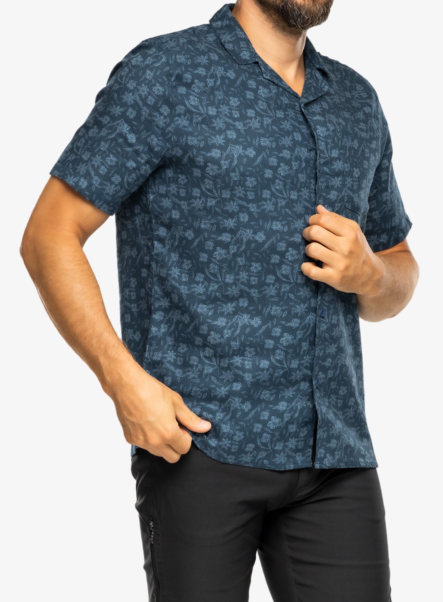 Pohodniška srajca Craghoppers NosiBotanical Pasport S/S Shirt - poseidon blue print