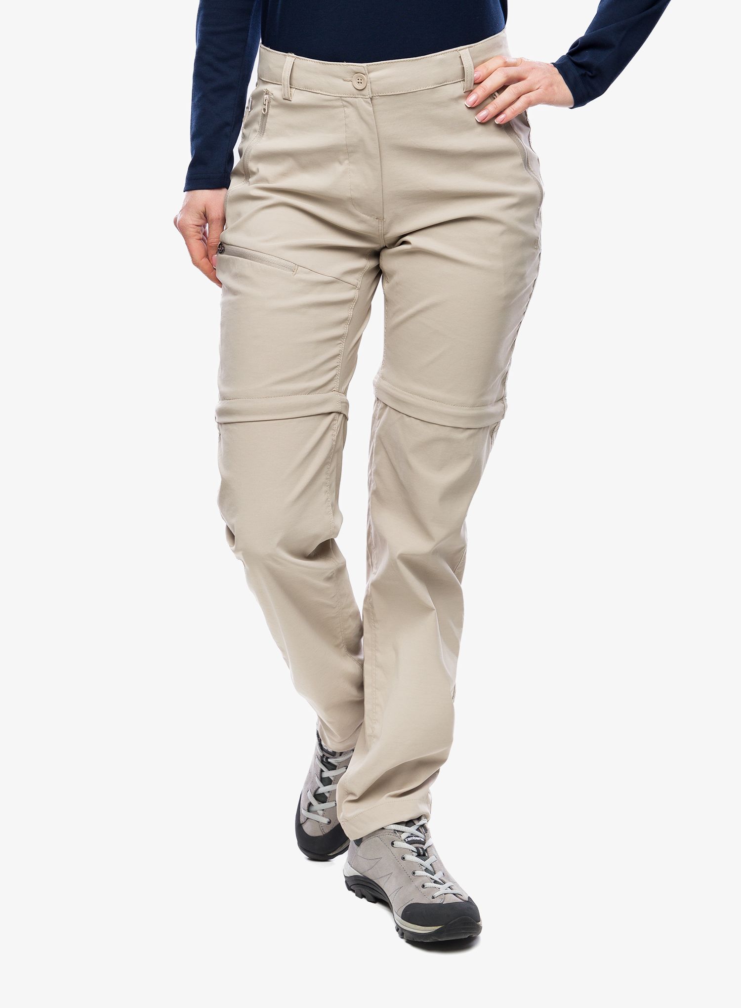 Ženske pohodniške hlače Craghoppers NosiLife Pro Convertible Trouser III - soft mushroom