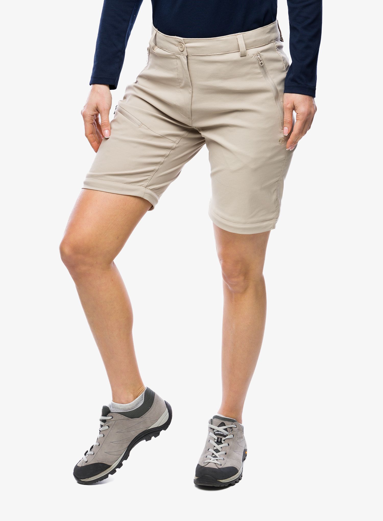Ženske pohodniške hlače Craghoppers NosiLife Pro Convertible Trouser III - soft mushroom
