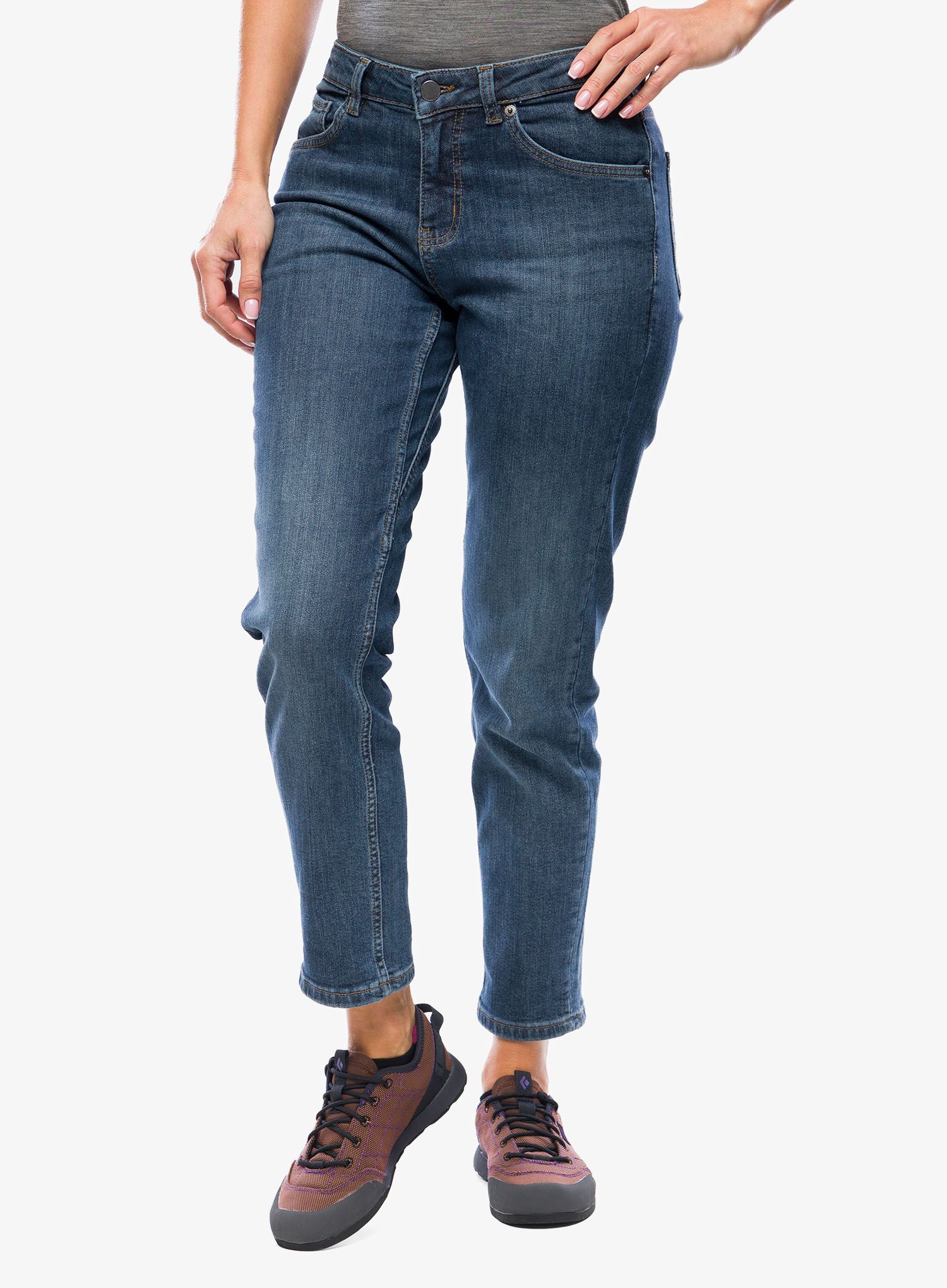 Ženske hlače DUER Fireside Denim Girlfriend - lakeshore