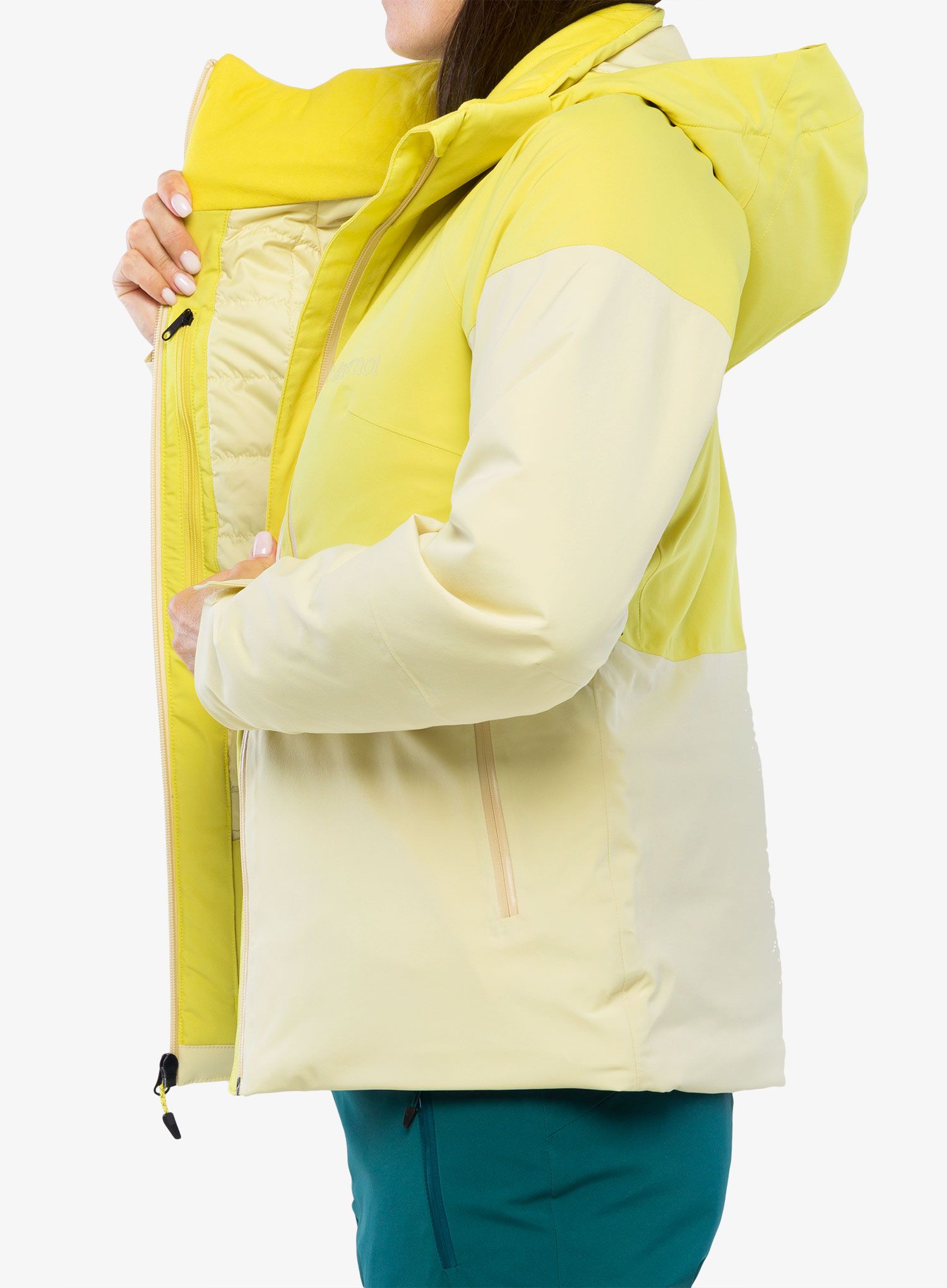 Ženska smučarska jakna Marmot Pace Jacket - limelight/wheat