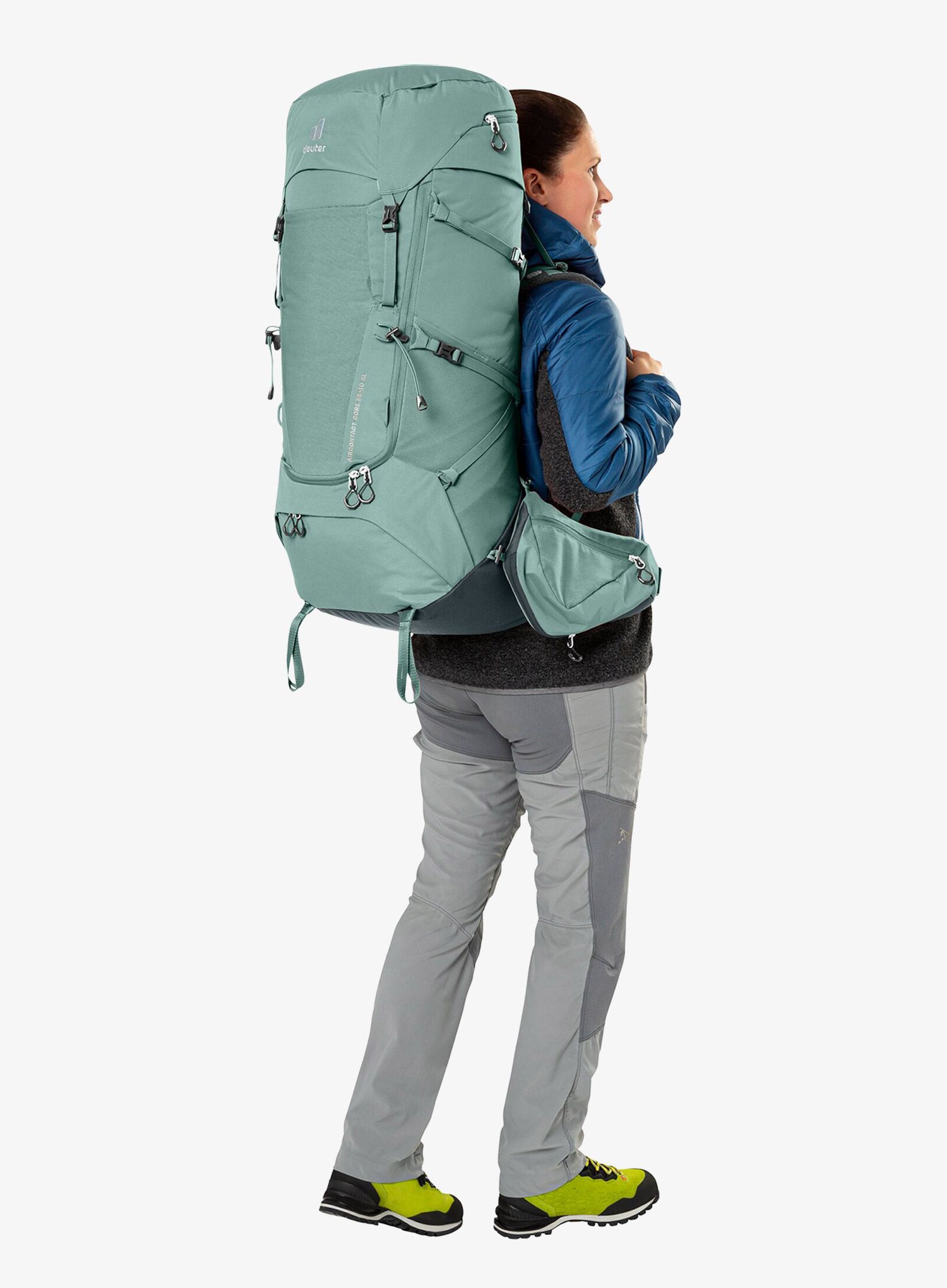 Ženski pohodniški nahrbtnik Deuter Aircontact Core 55+10 SL - jade/graphit