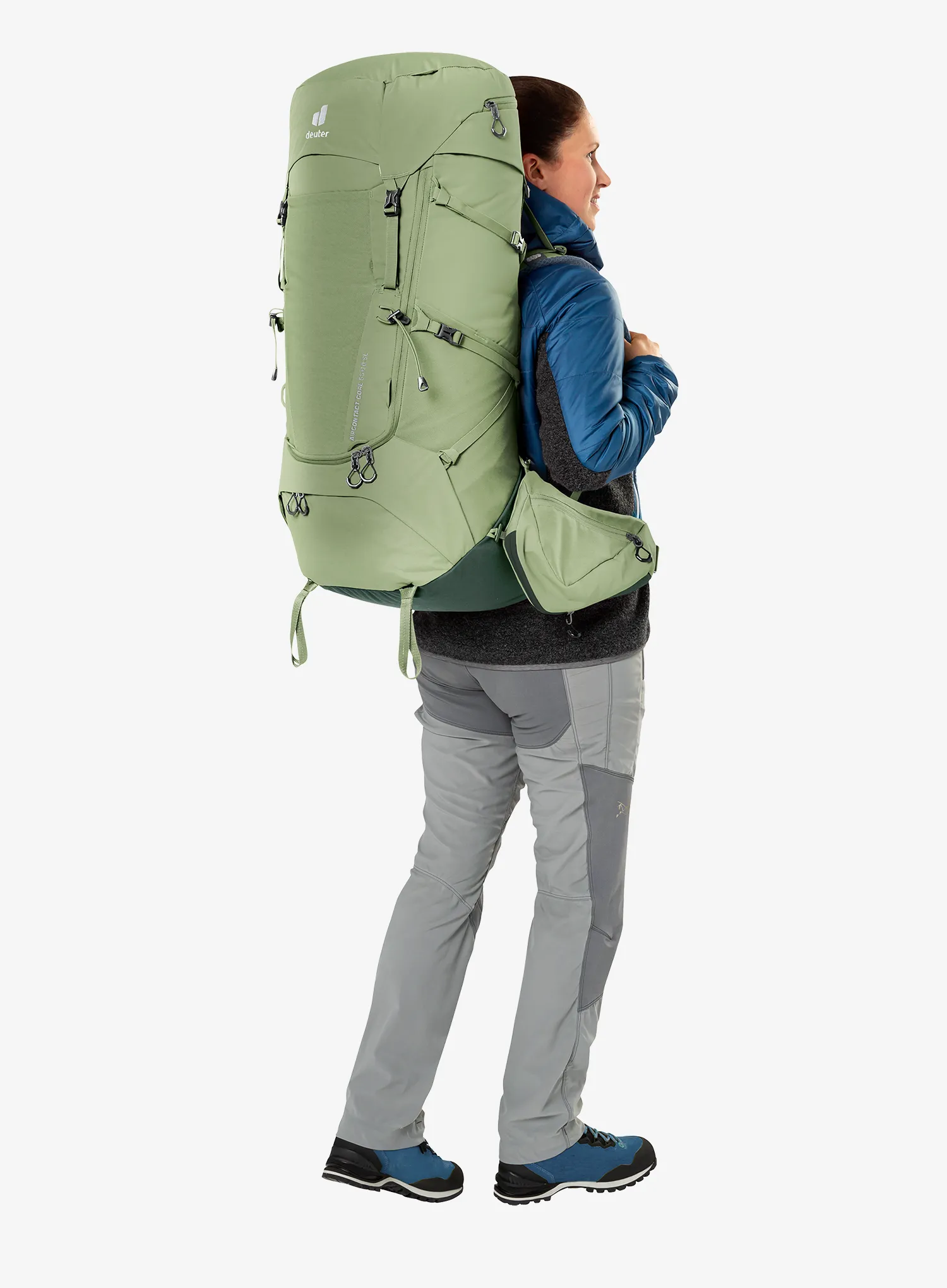 Ženski pohodniški nahrbtnik Deuter Aircontact Core 55 + 10 SL - grove/ivy