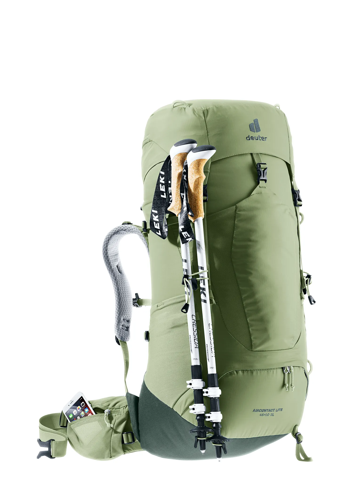 Ženski pohodniški nahrbtnik Deuter Aircontact Lite 45 + 10 SL - grove/ivy