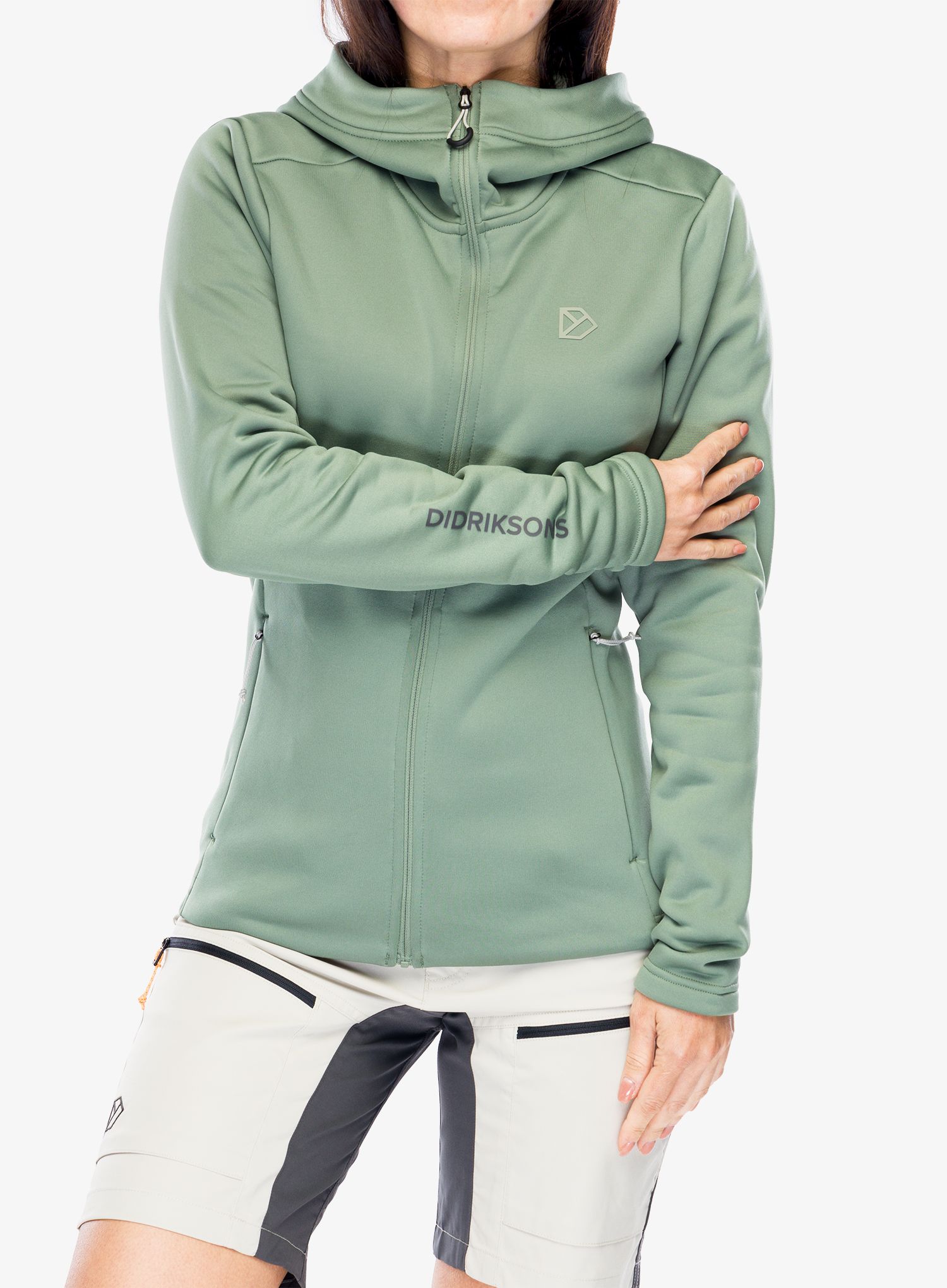 Ženska jopica z zadrgo Didriksons Anneli Full Zip 2 - light moss