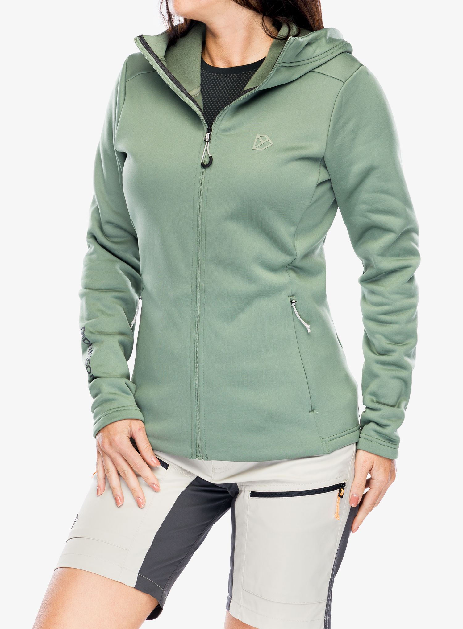 Ženska jopica z zadrgo Didriksons Anneli Full Zip 2 - light moss