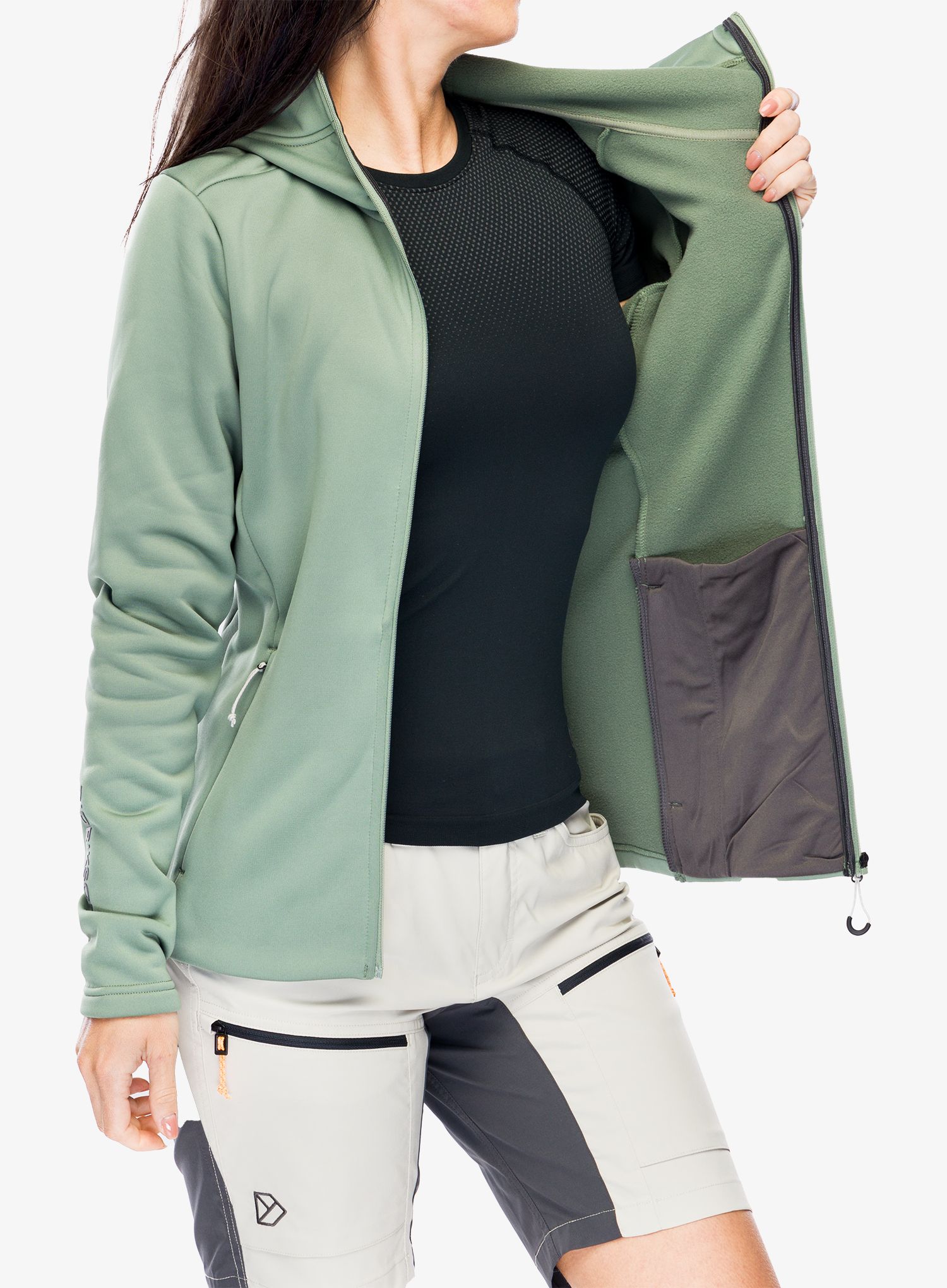 Ženska jopica z zadrgo Didriksons Anneli Full Zip 2 - light moss
