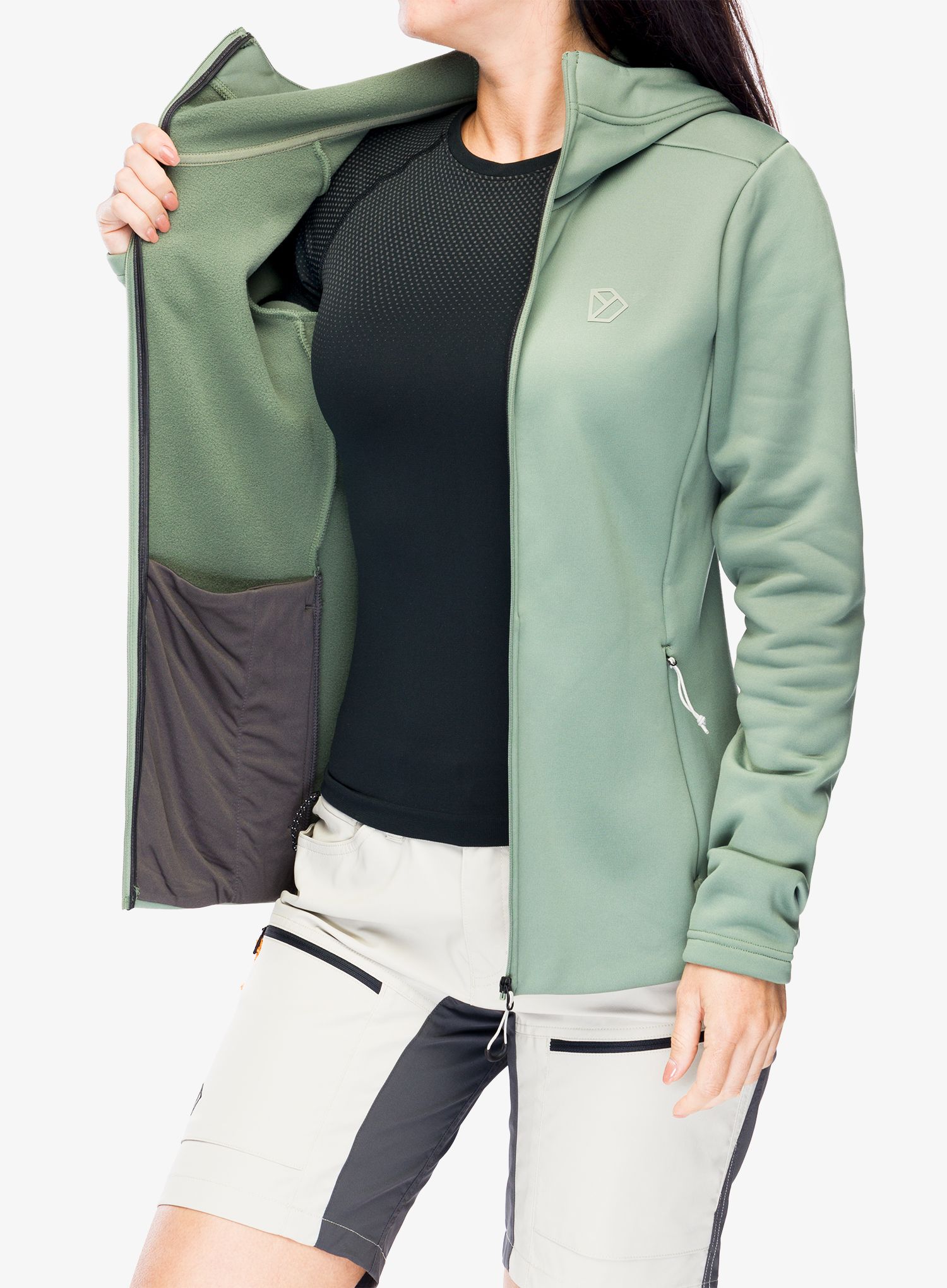 Ženska jopica z zadrgo Didriksons Anneli Full Zip 2 - light moss