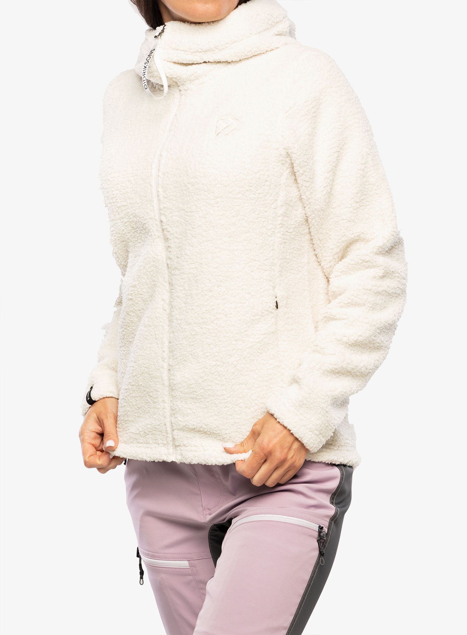 Ženski flis s kapuco Didriksons Anniken Full Zip 2 - shell white