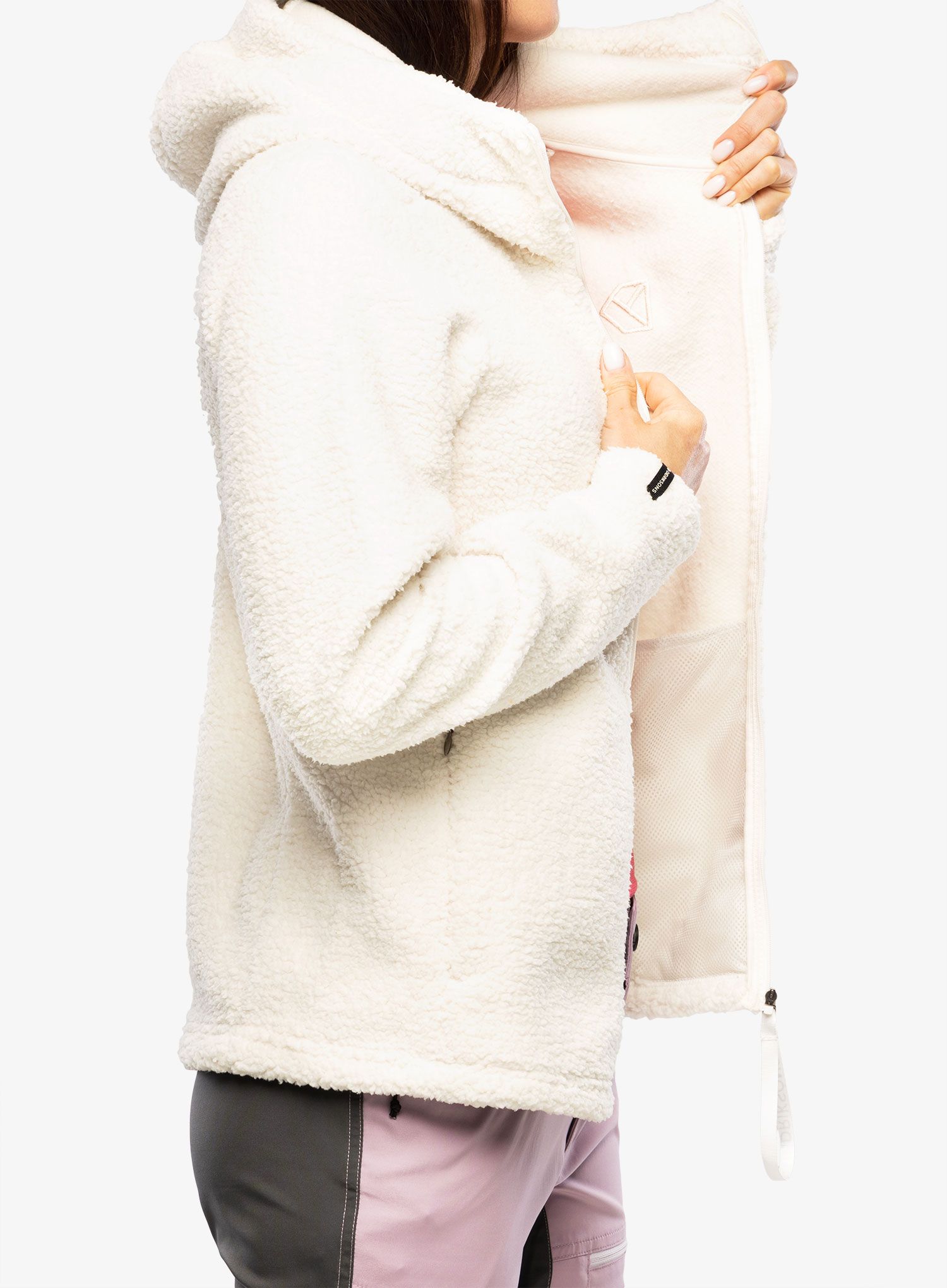 Ženski flis s kapuco Didriksons Anniken Full Zip 2 - shell white