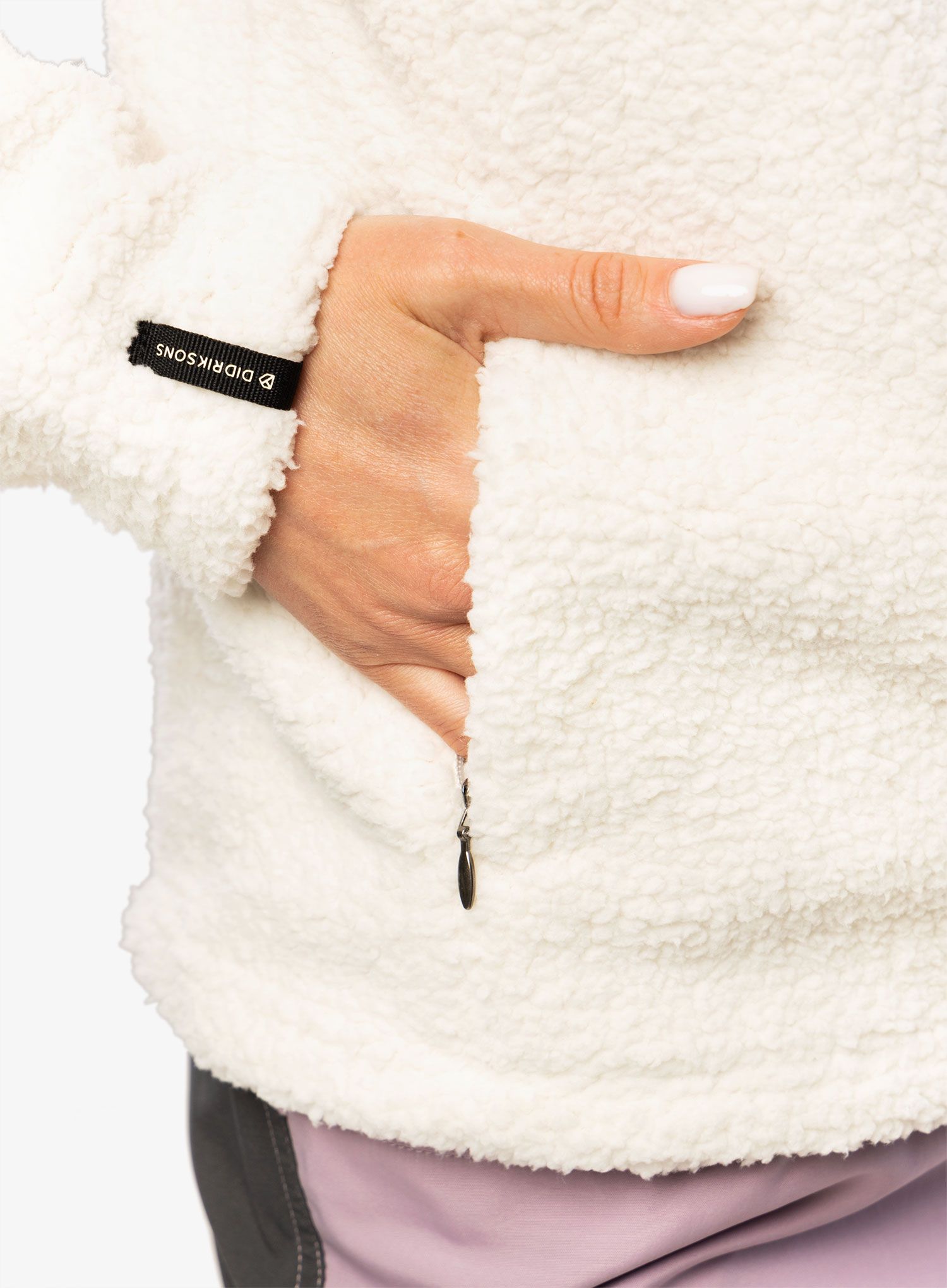 Ženski flis s kapuco Didriksons Anniken Full Zip 2 - shell white